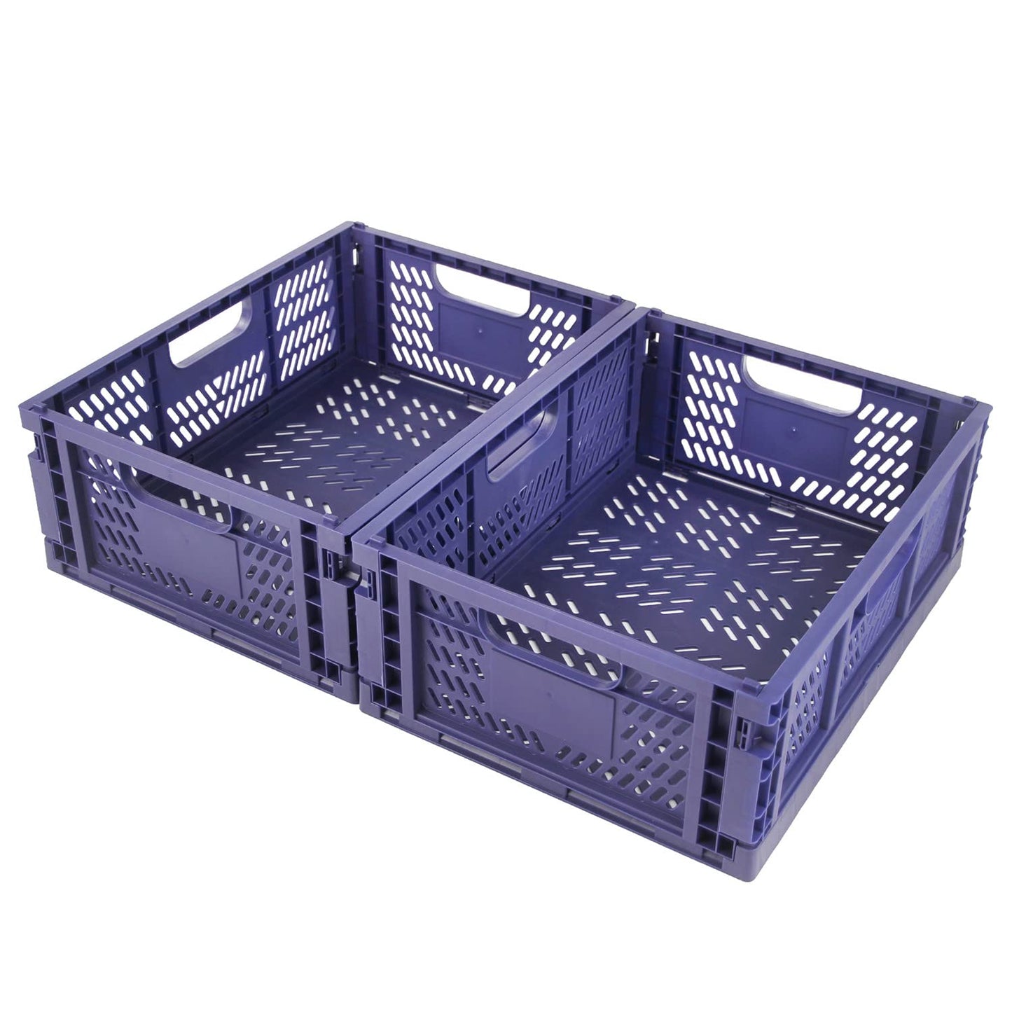 Spesh 2 Pcs Collapsible Storage Boxes Stackable Storage Baskets Folding Plastic Crates Foldable Crate Bins with Handles for Desk,Shelf,Cupboard