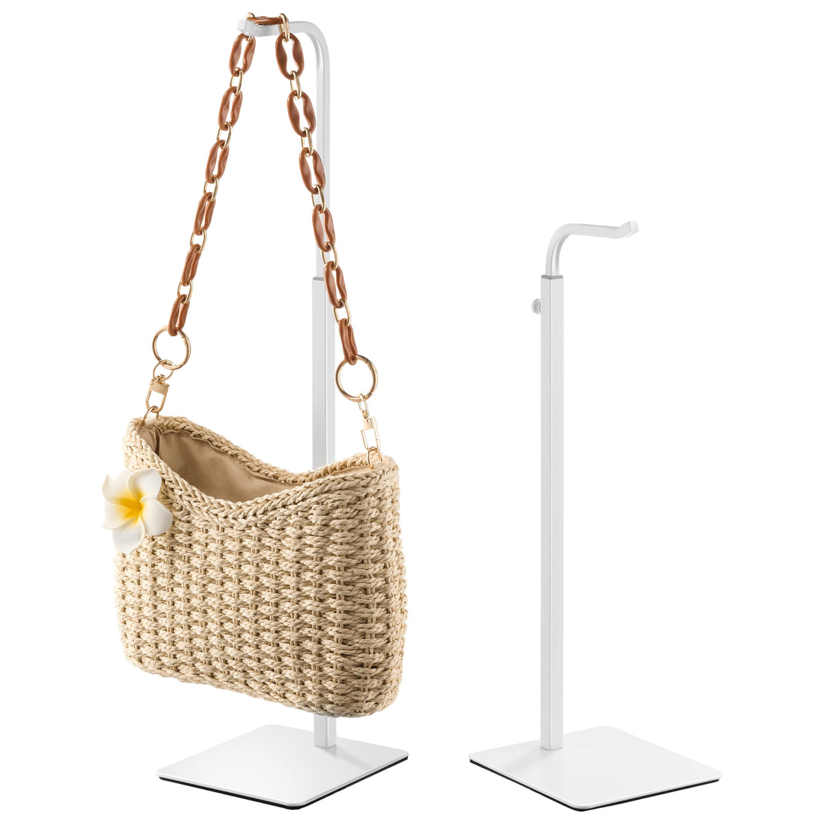 Josmimic 2 Pack Purse Holder Handbag Display Stand: White Hanger Rack for Bags, Purses, and Wreath, Adjustable Hook Stand for Tabletop, Closet