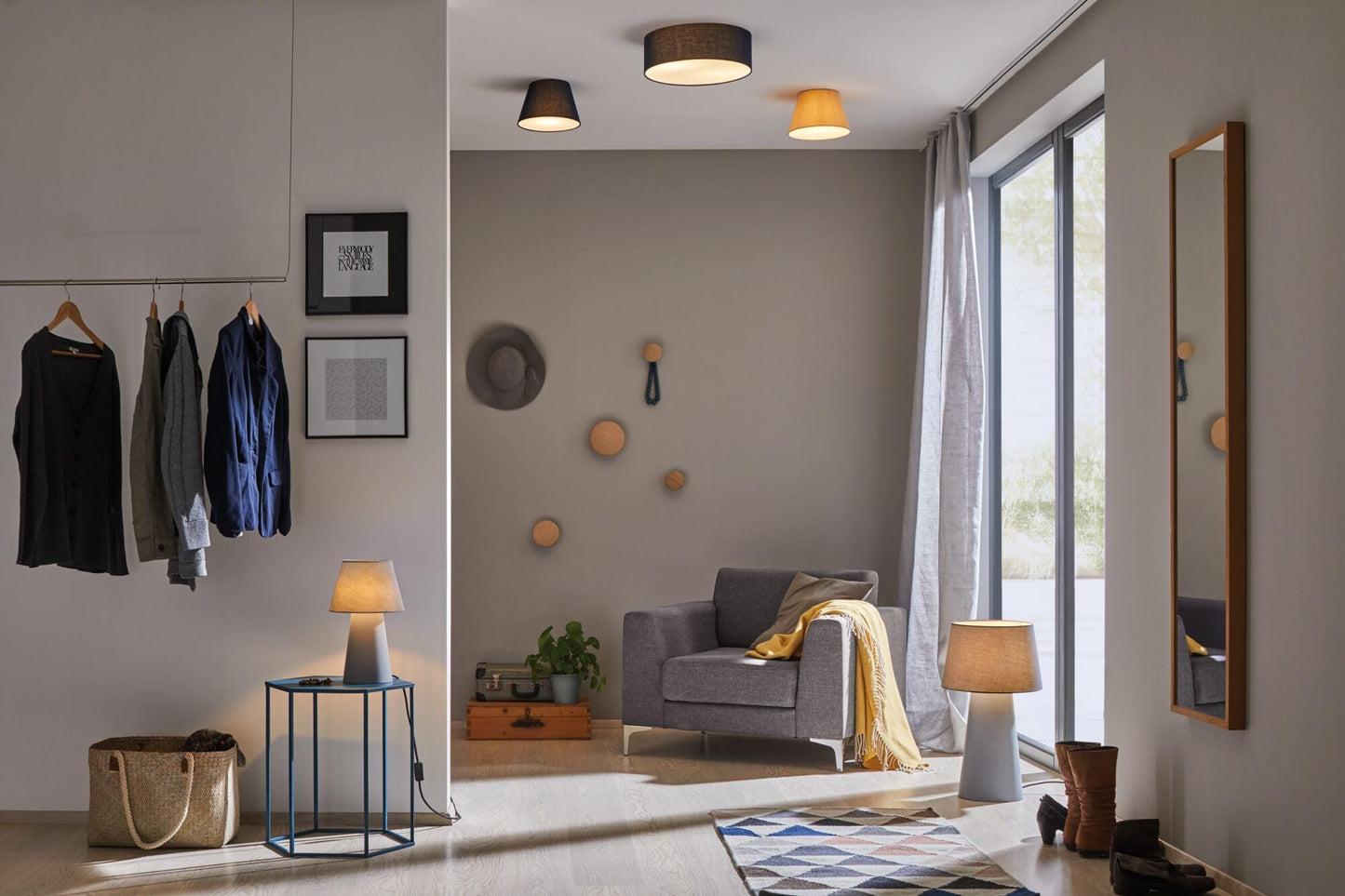 Paulmann 70951 Ceiling luminaire Mari max. 2x20 watt Ceiling lamp Blue Living Room lamp Fabric Hallway lamp E27