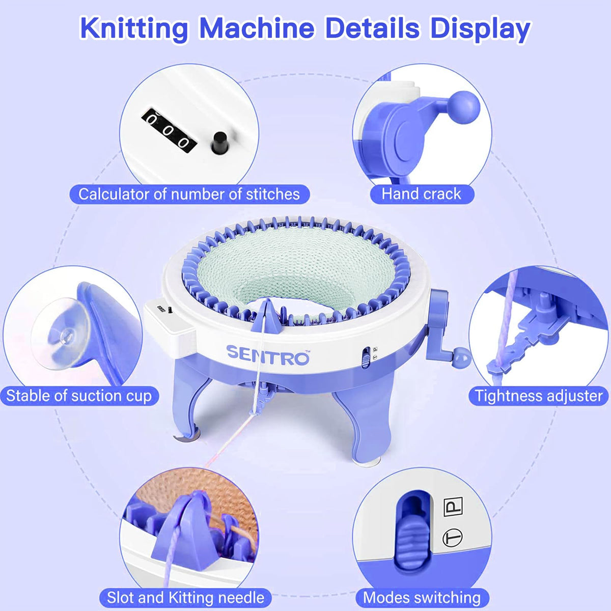 SENTRO 48-Needle Knitting Machine - Versatile Circular Knitting Loom Machine for Adults, Perfect for Crocheting and Knitting Projects - Ideal for