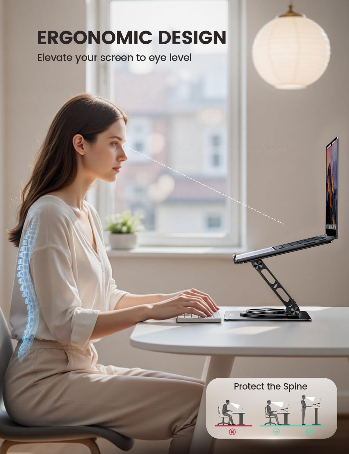 Lamicall Laptop Stand Desk, Laptop Riser - [360° Rotatable] Foldable Aluminum Notebook Holder