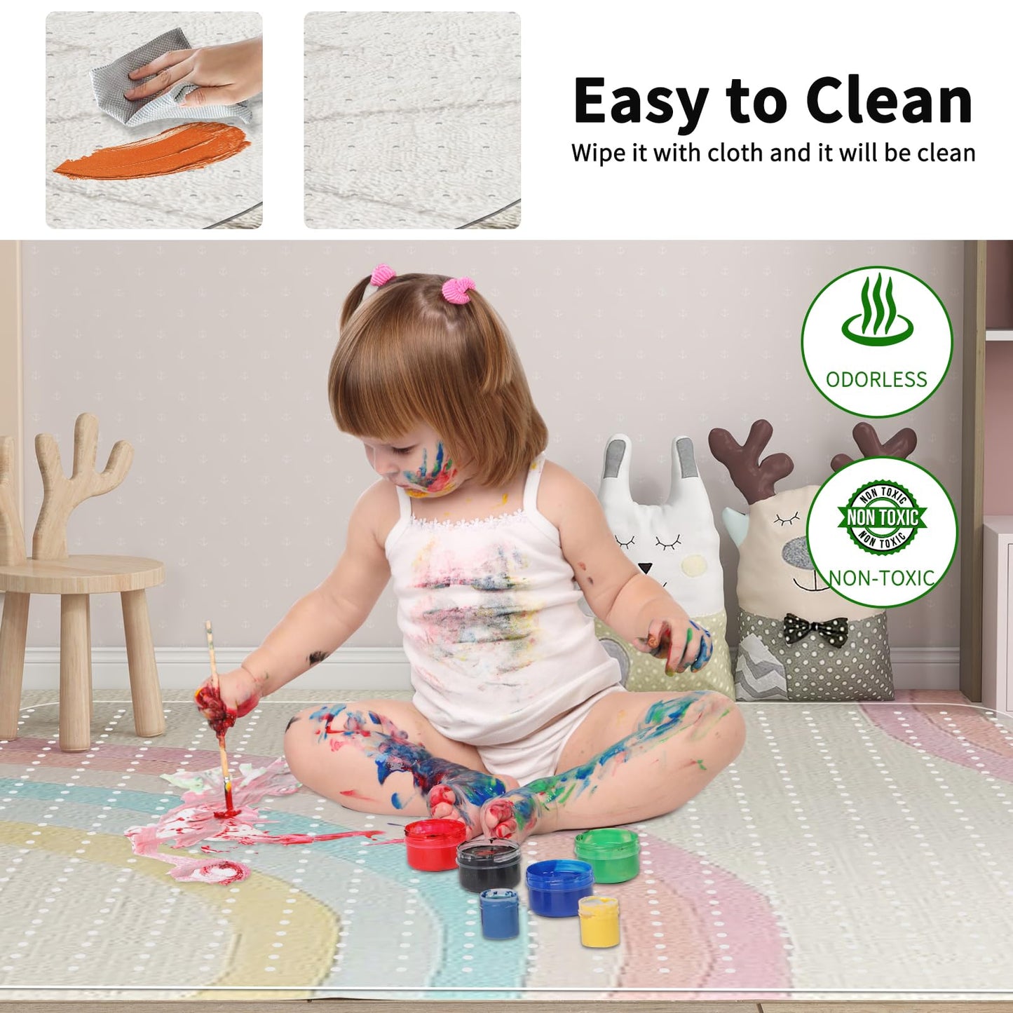 WASJOYE Carpet Chair Mat Large Chair Mat 117 x 152cm Non-slip 2.2mm Thick PVC Transparent Carpet Floor Protector Mat for Home and Office Low Pile