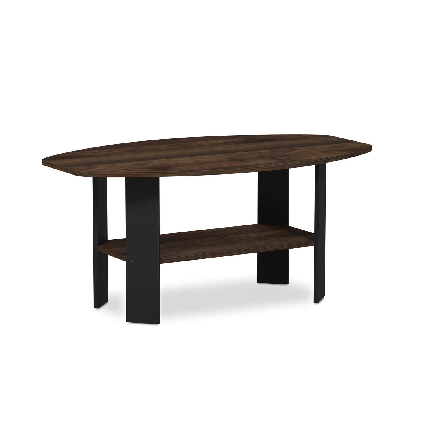 Furinno SIMPLE DESIGN Coffee Table, Small Coffee Table wih Open Shelf, Side Table, for Living Room, Home Office, Columbia Walnut