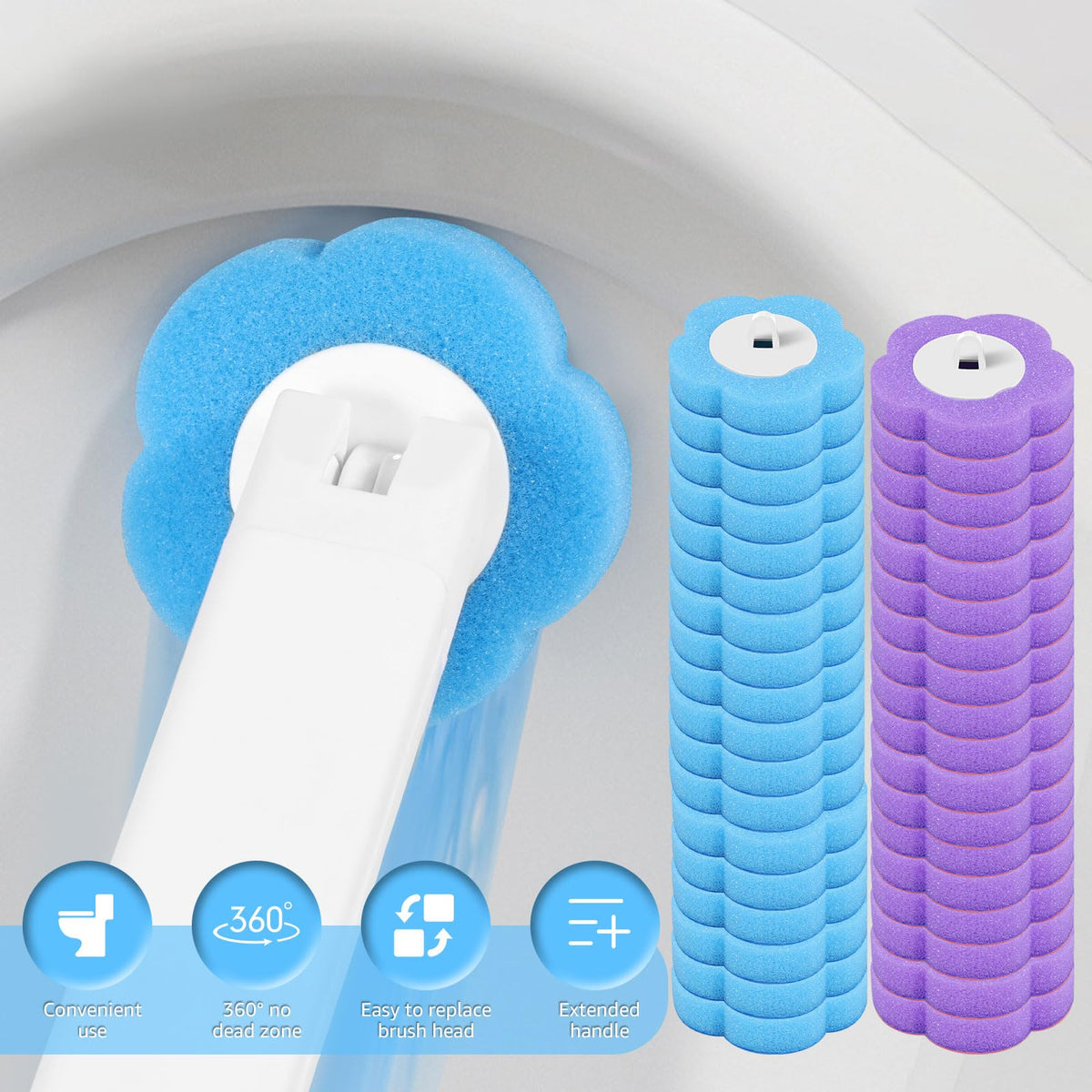 36 PCS Toilet Brush Replacement Head, Toilet Wand Refill Pads,Toilet Brush Refills Pads, Toilet Wand Replacement Heads