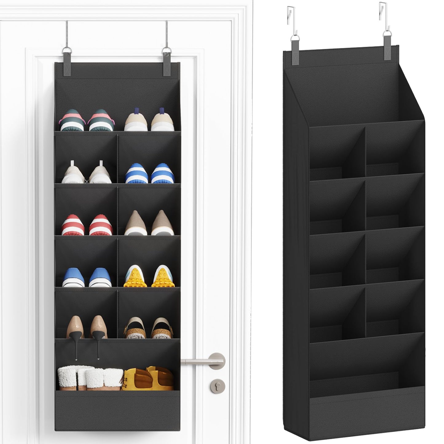 Lifewit 6 Tier Over the Door Shoe Organisers with 11 Deep Pockets, Fabric Hanging Wall Mounted Shoes Rack Behind Door Storage Organizer for Boots