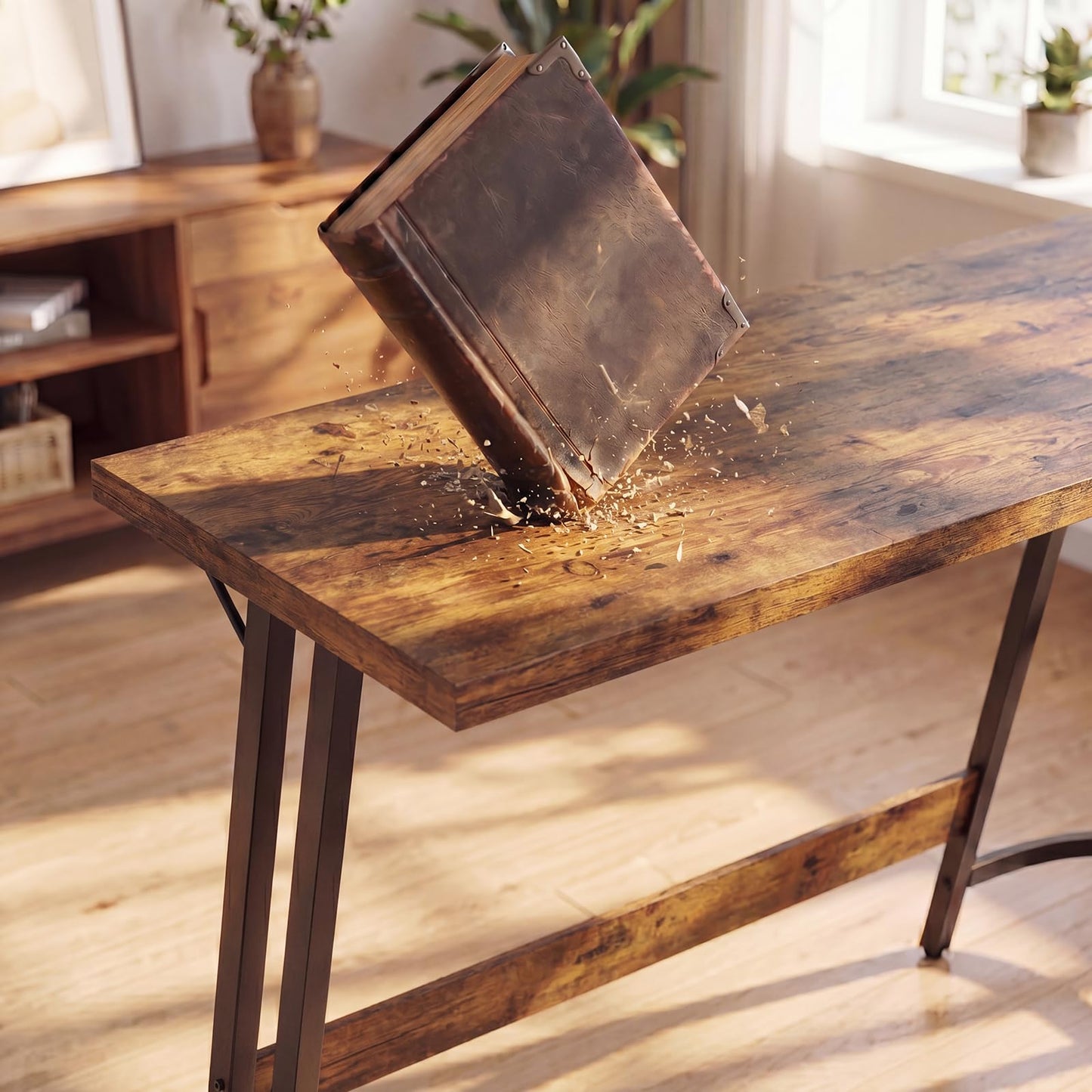 JUMMICO L Shaped Gaming Desk with Large Monitor Stand 120x120x75cm,Corner Desk for Home Office Study Writing Workstation, Wood Grain Rustic Brown