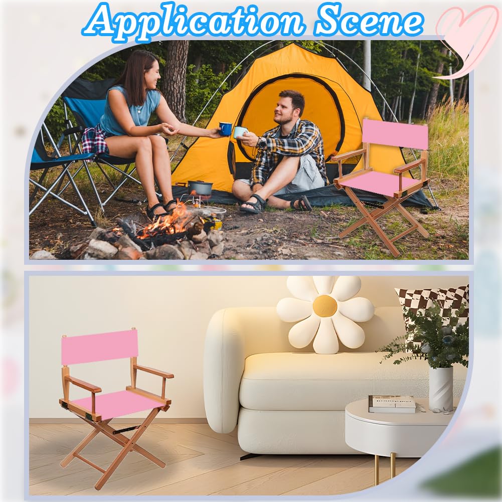 GORGECRAFT 1 Set 21x8-16 Inch Director Chair Canvas Replacement Casual Seat Back Cloth Covers Pearl Pink Directors Chairs Cloth Kit with Wood Stick