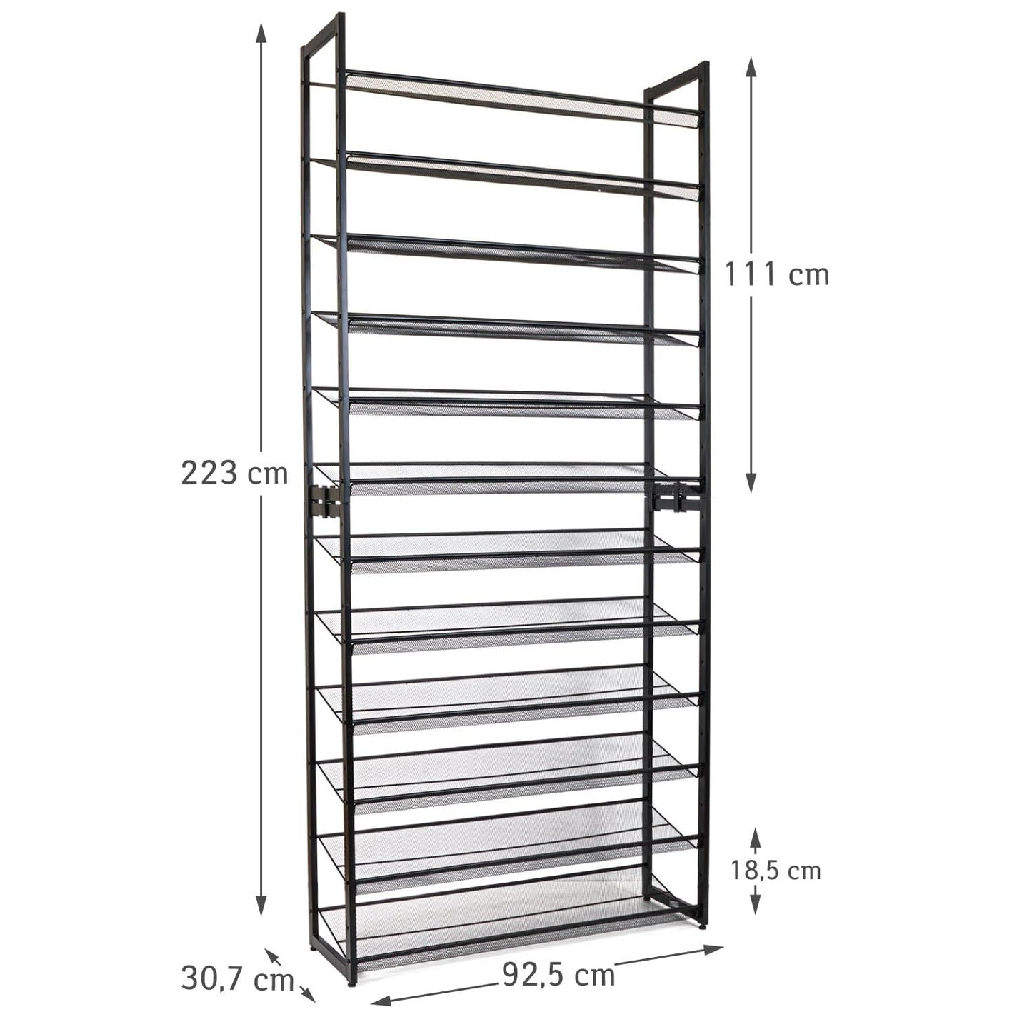 Tatkraft Eiffel - Metal Shoe Rack, 12 Tiers, Holds 60 Pairs, Up to 120 kg