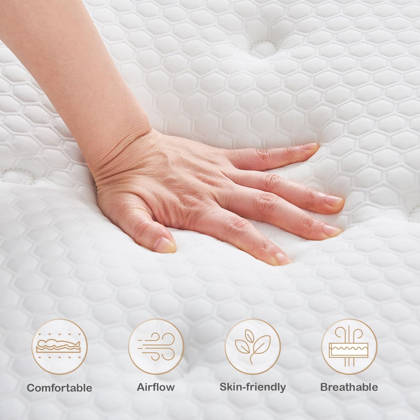 Hiepunos Single Mattress,10.2 INCH Hybrid Memory Foam and Individually Pocket Spring,3FT Single Bed Mattress Medium Firm,Ergonomic Pressure