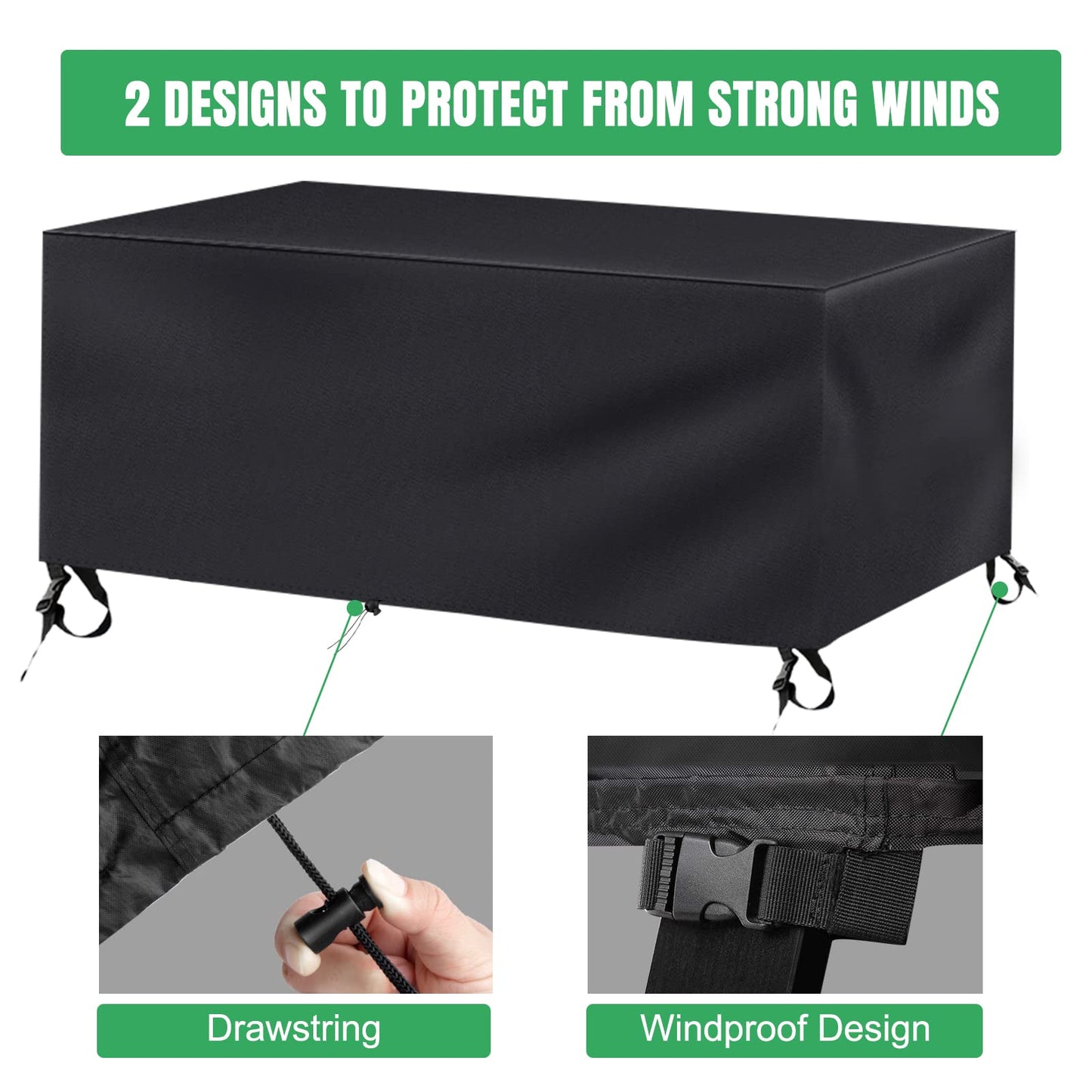 Garden Furniture Covers Waterproof Outdoor - 280 x 204 x 106cm Rectangular Rattan Patio Furniture Cover - Heavy Duty Large Protective Cover for