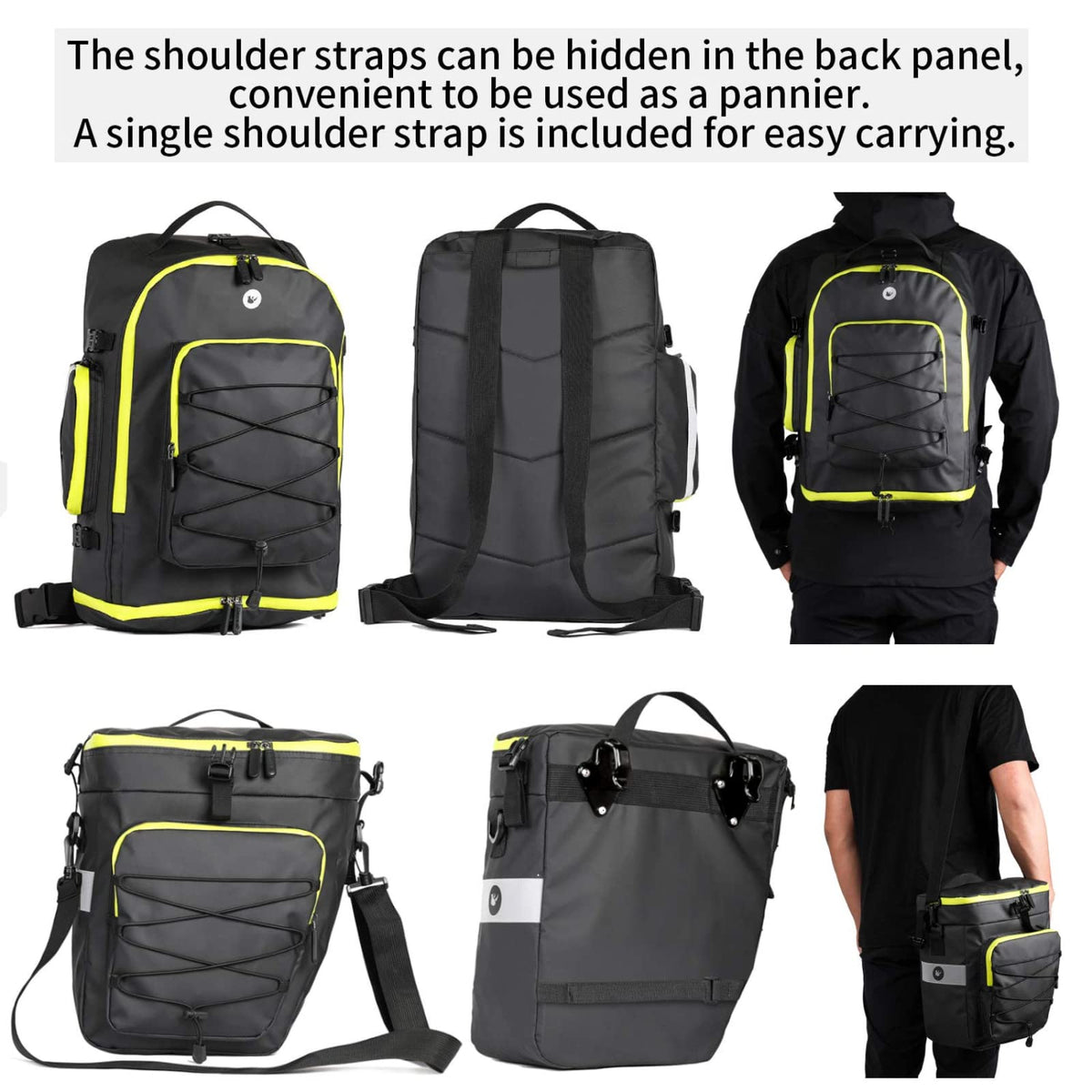 BAIGIO 3-in-1 Multifunctional Bike Panniers Large 75L Bicycle Rear Rack Bags for Back Seat Cycling Carrier Backpack with Shoulder Straps & Waterproof
