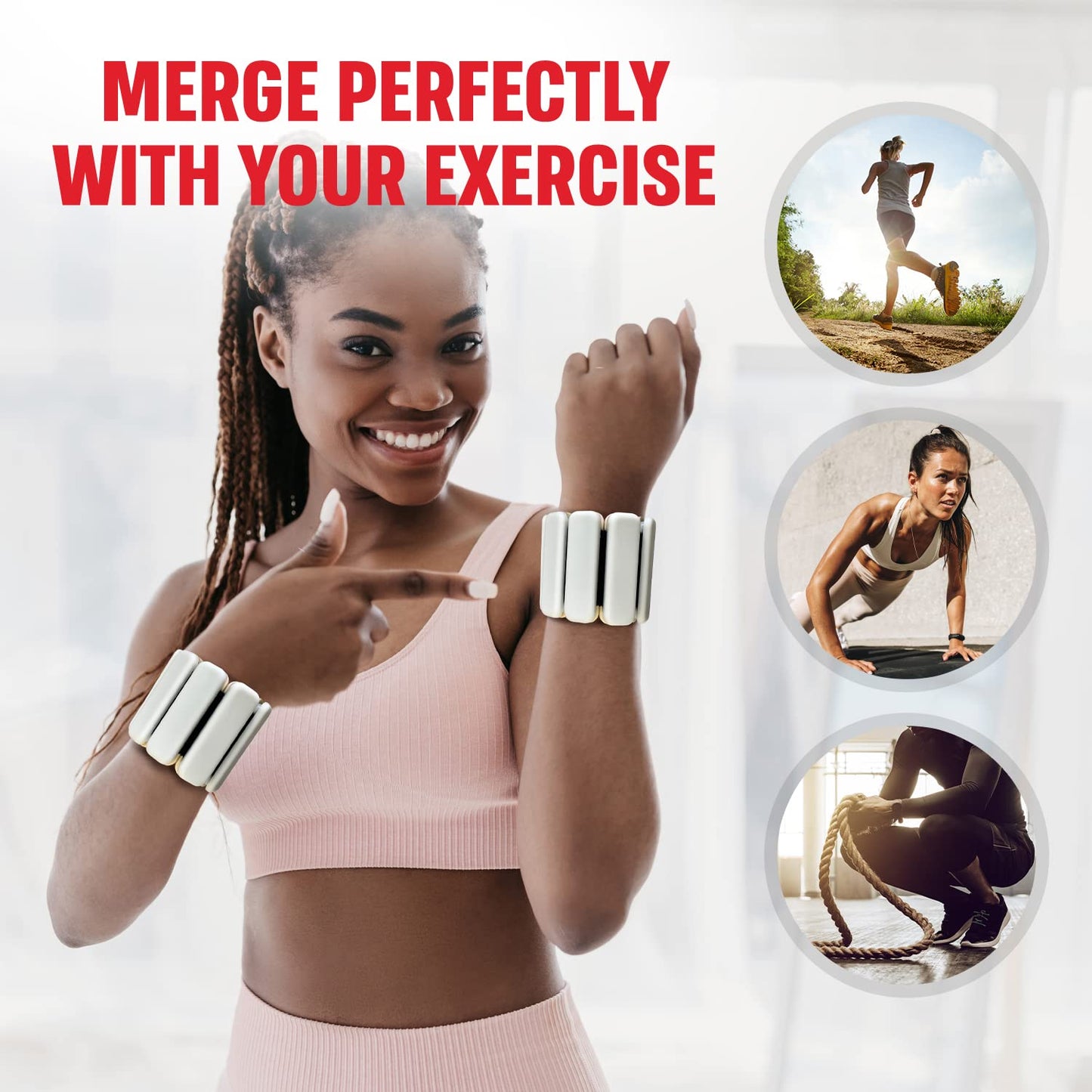 Gymnastics Power Ankle And Wrist Weights For Women And Men | 0.5 kg Each (2 per set) | Unique Removable And Light Reflagged Adjustable Weights,