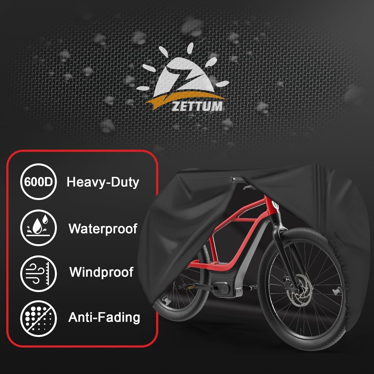 Zettum Bike Cover - 600D PU Coating Stationary & Outdoor Bike Cover for Mountain & Road Bikes & Scooters - Waterproof & Heavy Duty