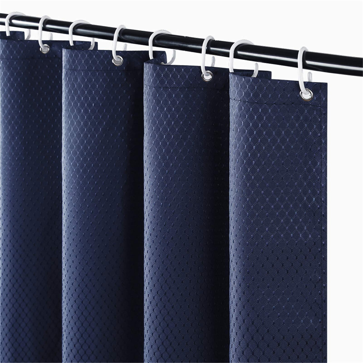 Furlinic 180x200 Shower Curtain for Bathroom Waterproof Mould Resistant Weighted Polyester Fabric Curtains Navy 71x78 Inch.