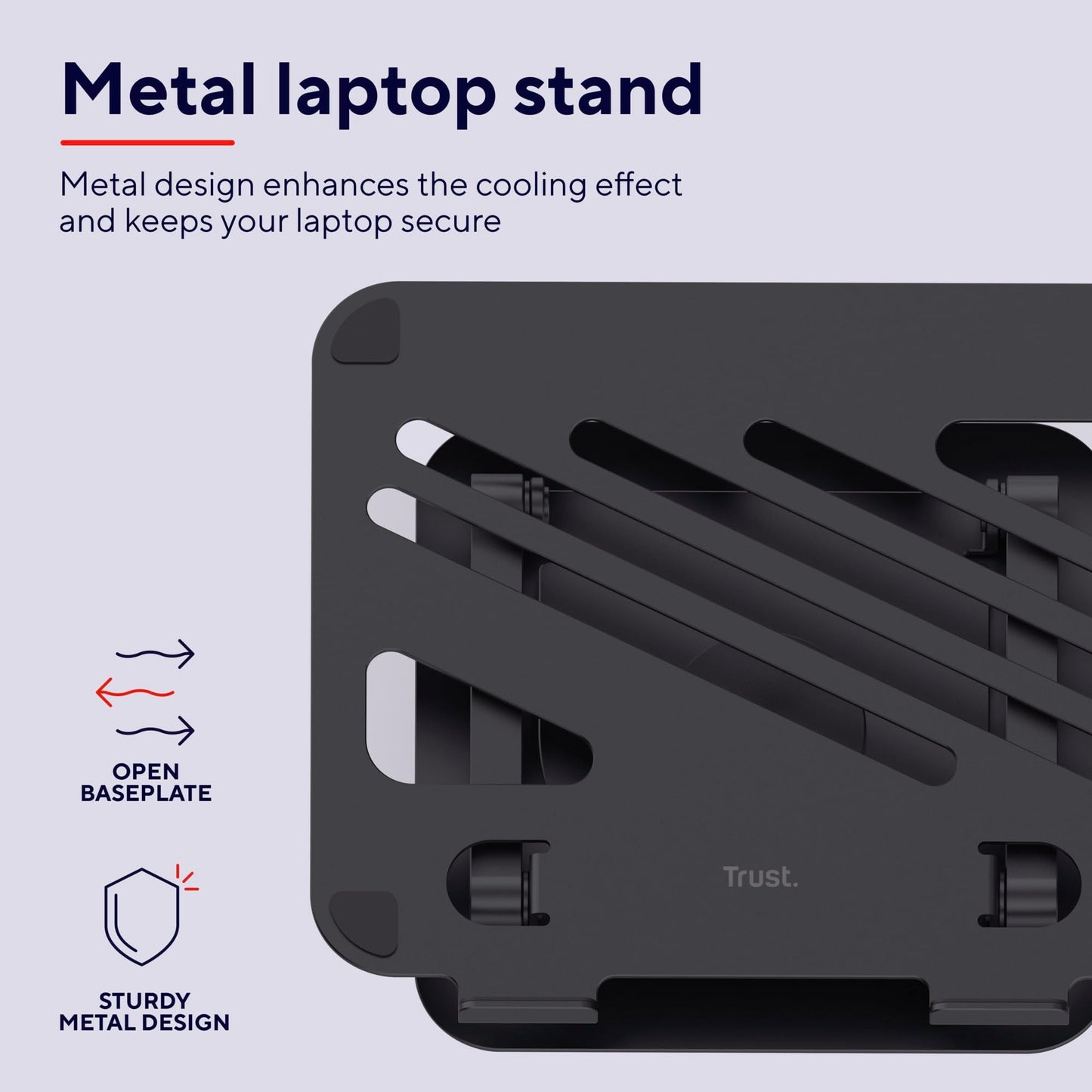 Trust Zeff Ergonomic Laptop Stand for Desk with 360 Degrees Rotation, Black