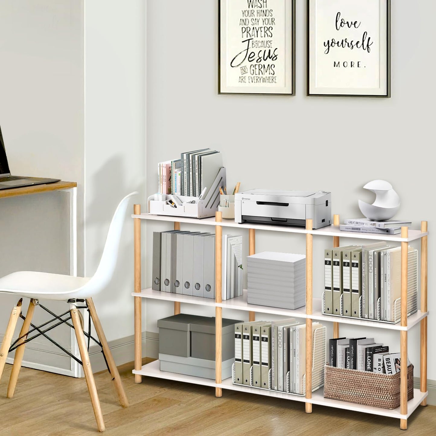 YGYQZ Bookcase, White Bookshelf 6 Cube Storage Unit, Display Unit Low Bookshelf Wide Open Shelves for Living Room