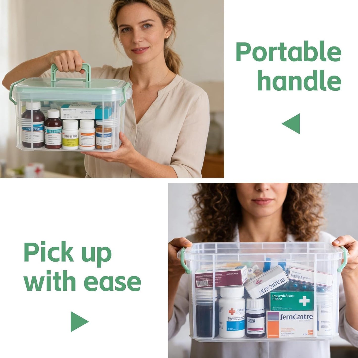 Chililon Medicine Storage Box,Household MedicineStorage Box Organiser,Double Layers Multi Grid Medicine Box,Portable with Lid Medication Storage Box