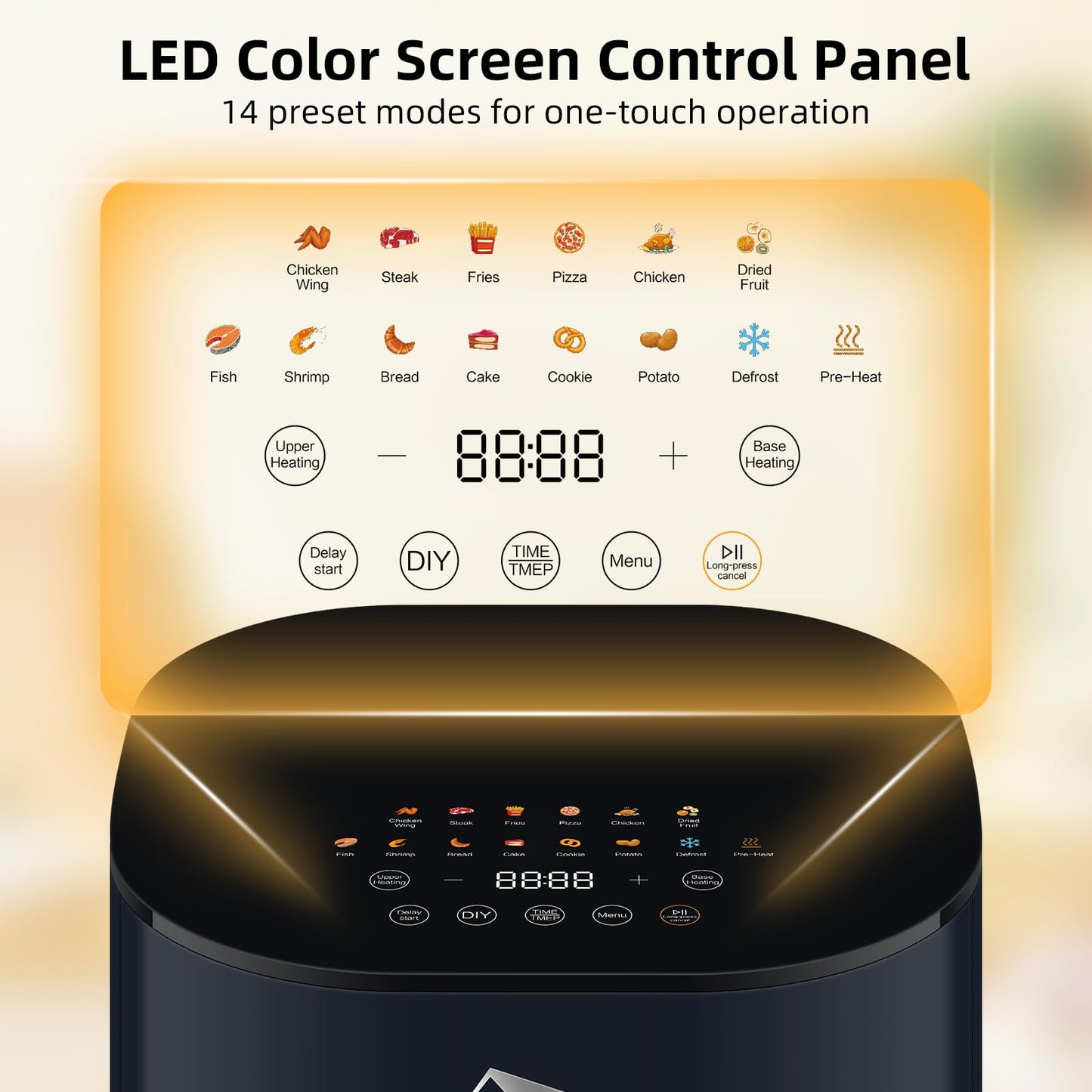 Uten Dual Blaze Air Fryer 5.5L Visual Window, Color Screen, 14 Pre Menus, Delayed Start, Stainless Oil Net, 2 Fast Heaters Independently Controllable,