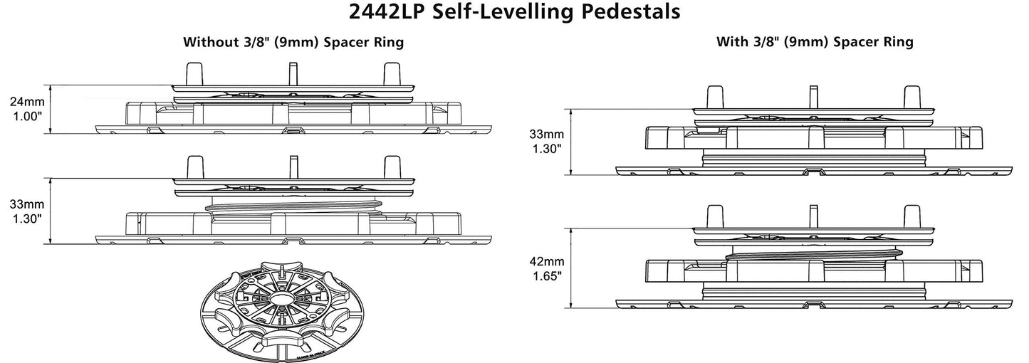 StrataRise Low Profile Self-Levelling Joist Support for Floors & Decks - 30 Pack