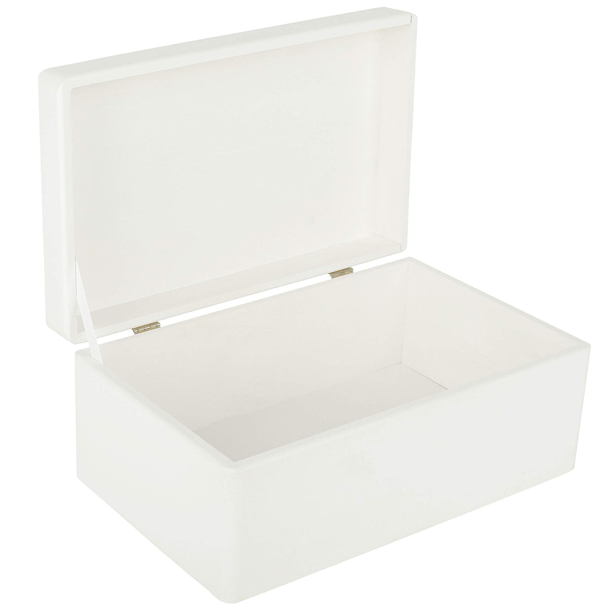 Creative Deco Large White Plain Wooden Storage Box with Lid | 30x20x14cm (+/-1 cm) | Hinged Lid | Gift Christmas Xmas Box Kitchen Storage | ROUGH &