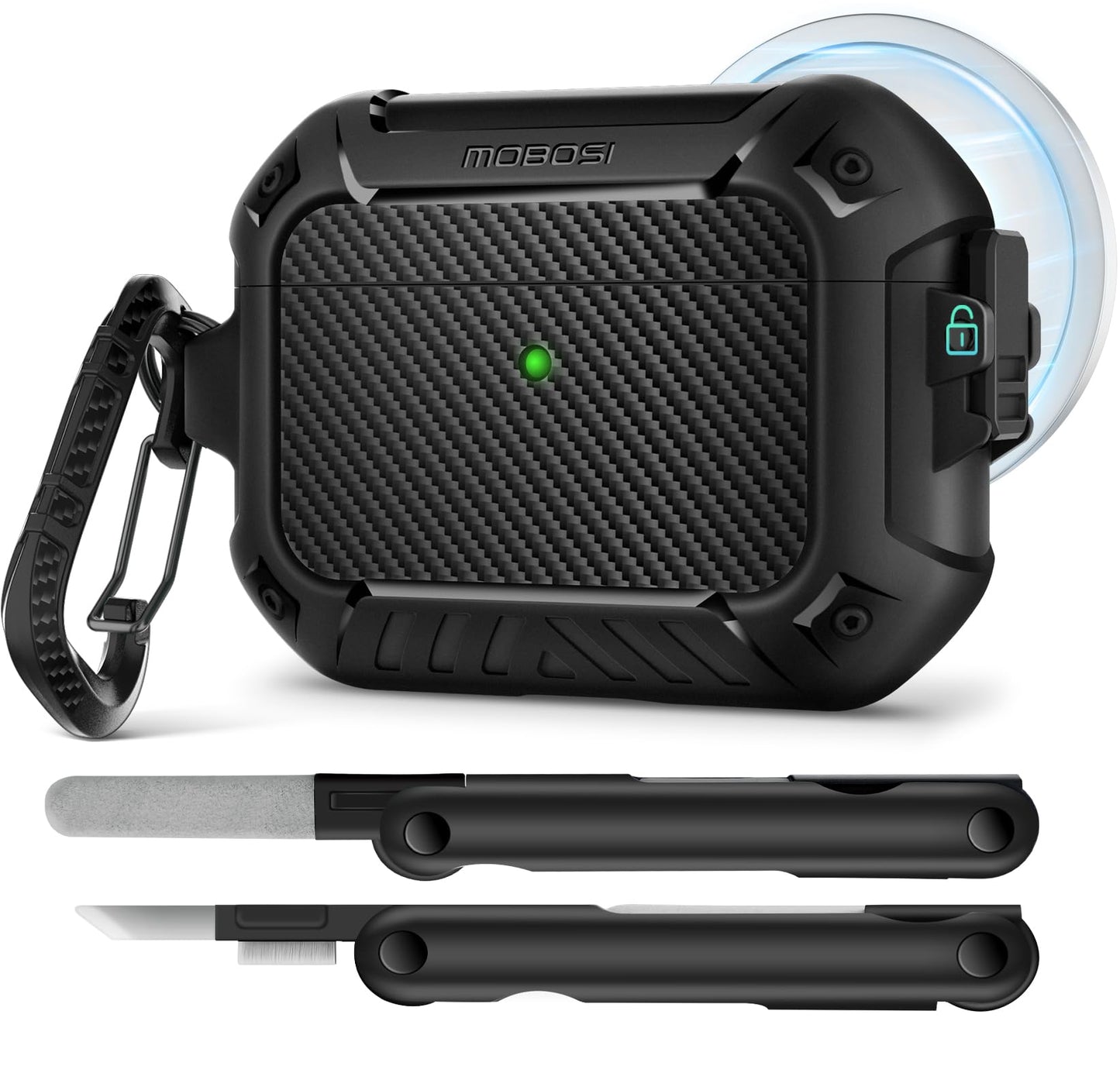 MOBOSI for AirPods Pro 3 Case, Compatible with AirPods Pro 3rd Generation Case Cover [Compatible with MagSafe] with Lock&Keychain&Cleaner Kit, Full