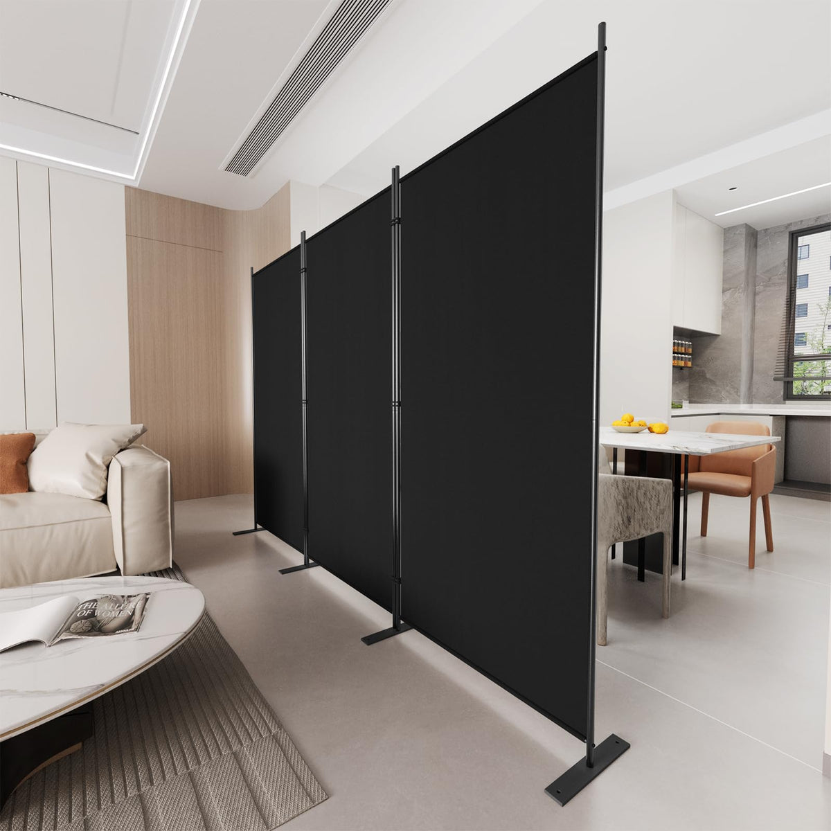 C-Hopetree 3 Panels Room Divider, 180cm Tall Indoor Folding Privacy Screen, Portable Partition Separator, Freestanding Separation Temporary Wall for