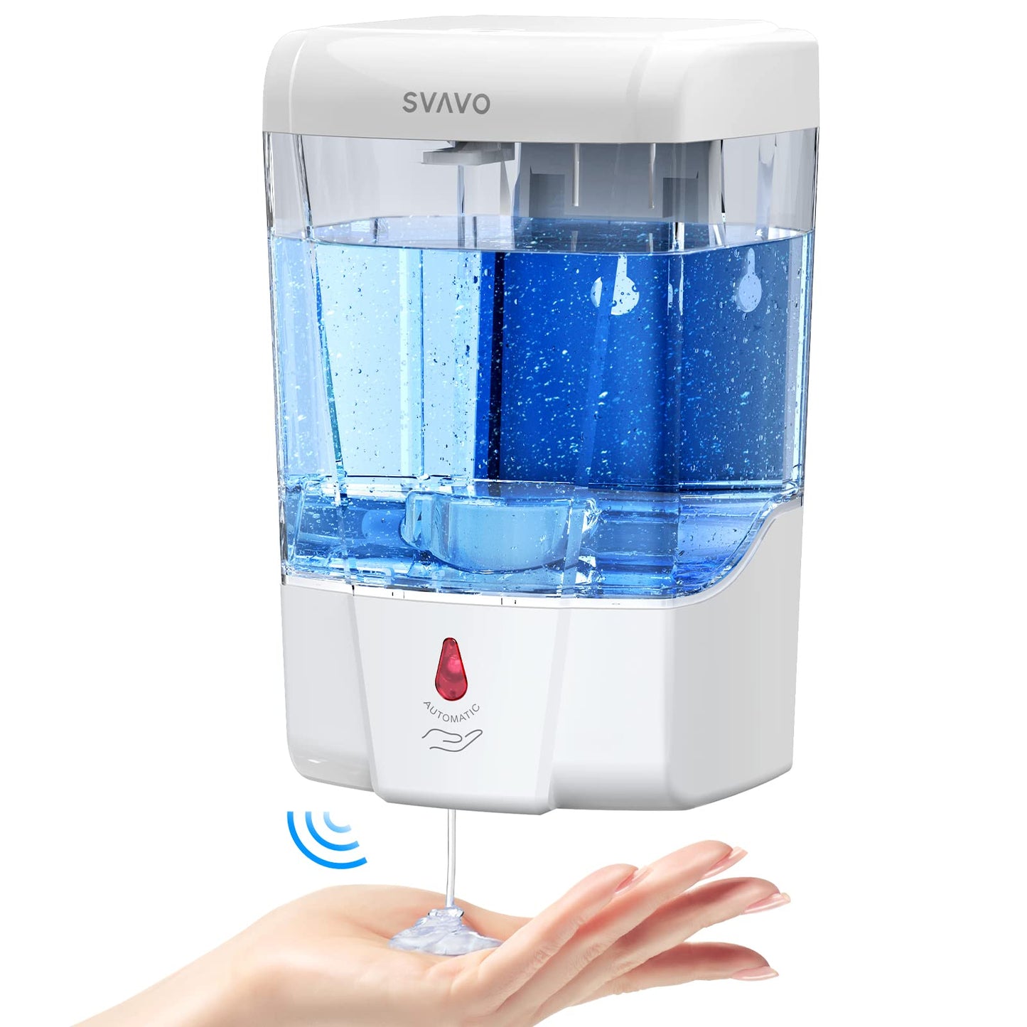 SVAVO Automatic Soap Dispenser Wall Mount, Touchless Soap Dispenser 600ml/21oz Battery Operated Hand Free Hand Sanitizer Dispenser Wall Mounted for