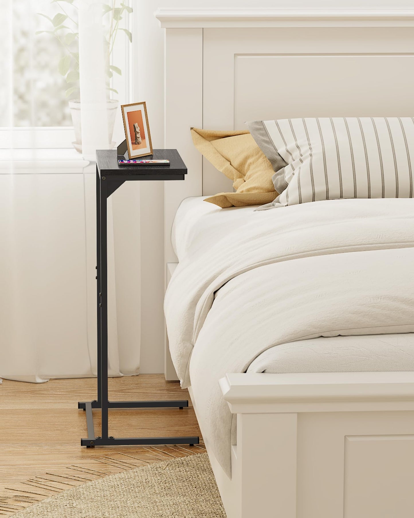 TUTOTAK C Shaped Side Table, Set of 2, Small End Table, 28.7 inch Tall Couch Sofa Table, Living Room, Bed Room, Black TB01BK0712EU