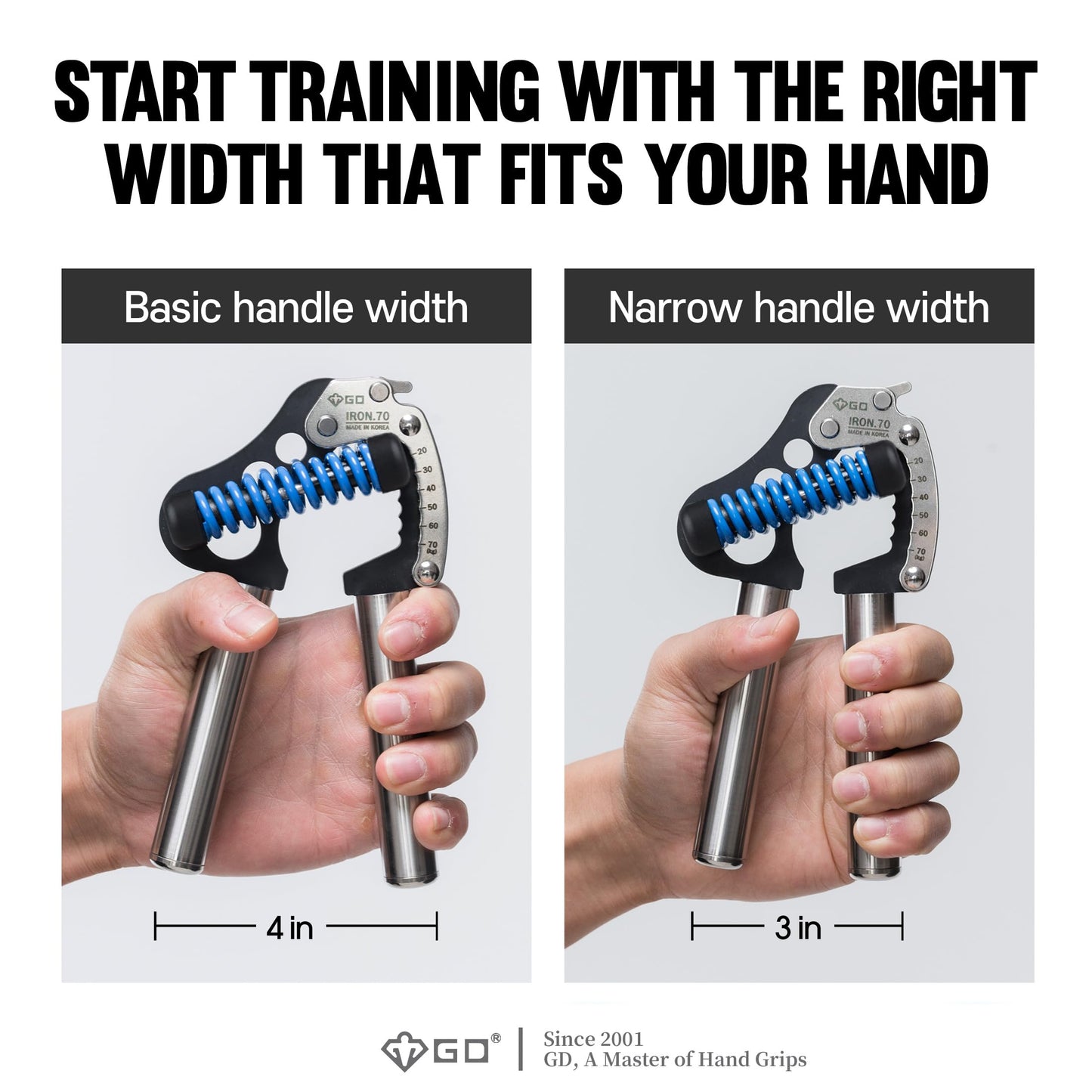 GD IRON GRIP 70(S) Adjustable Hand Grip Strengthener, 44~154lbs Grip Strength Trainer Premium Forearm Strengthener Hand Gripper for Grip Strength