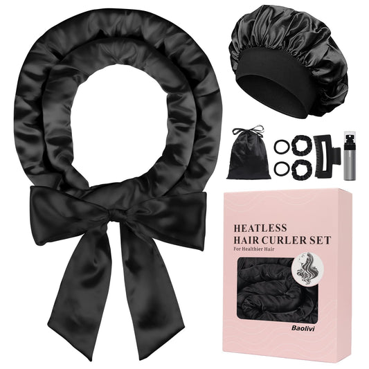 Baolivi Satin Heatless Hair Curlers No Heat, 70" Heatless Curls Curlers Headband Overnight No Heat Hair Curler Rollers to Sleep In, 9 Pcs Satin
