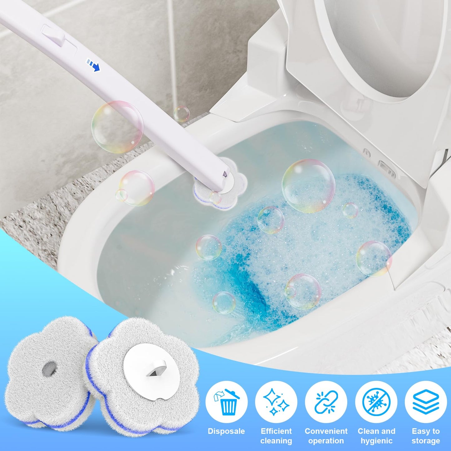 Disposable Toilet Brush, Toilet Brushes & Holders with 48 Cleaner Refills