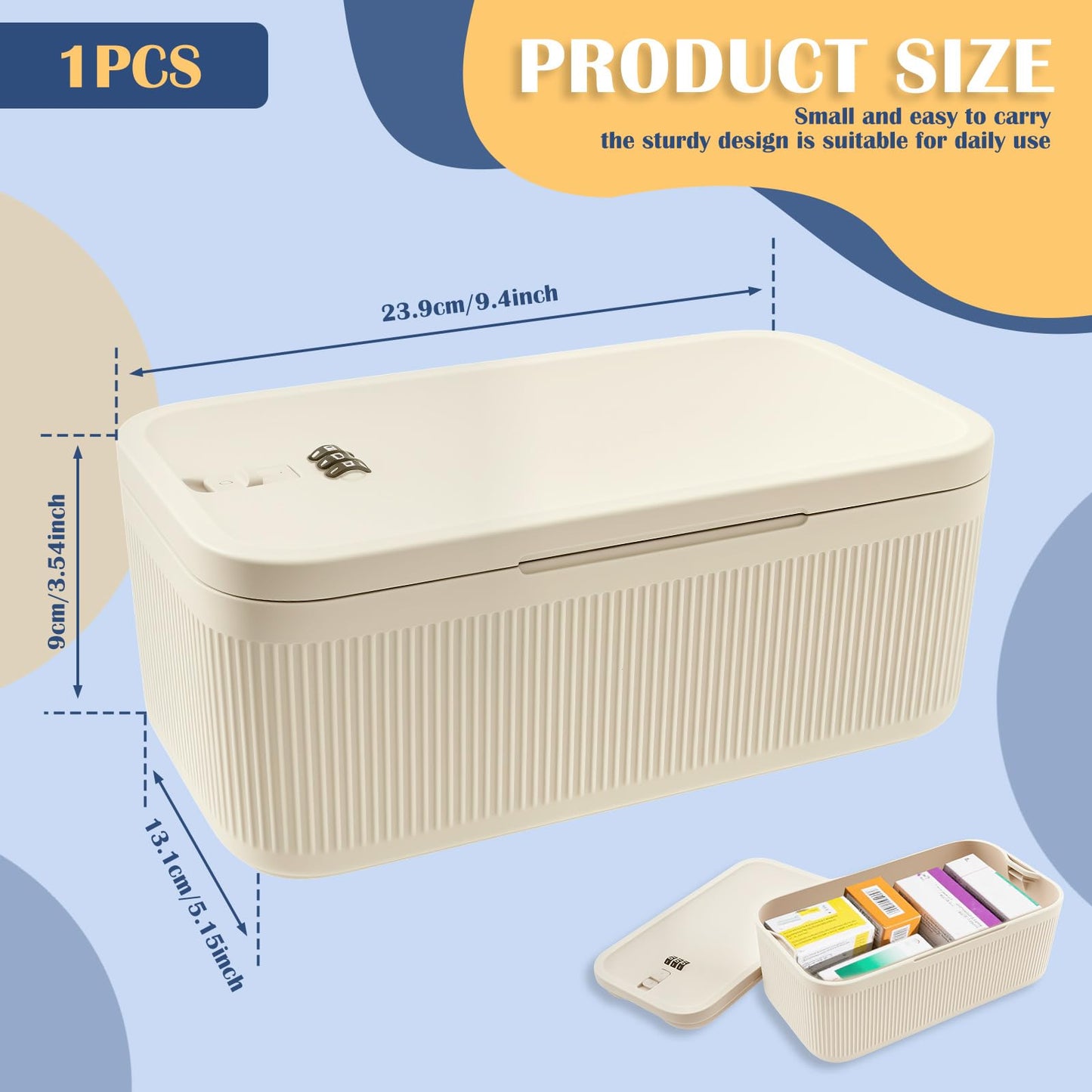 KTCINA Small Lockable Storage Box with Combination Code, Portable Medication Lockable Container for Refrigerator Locked Storage Box for Medicine
