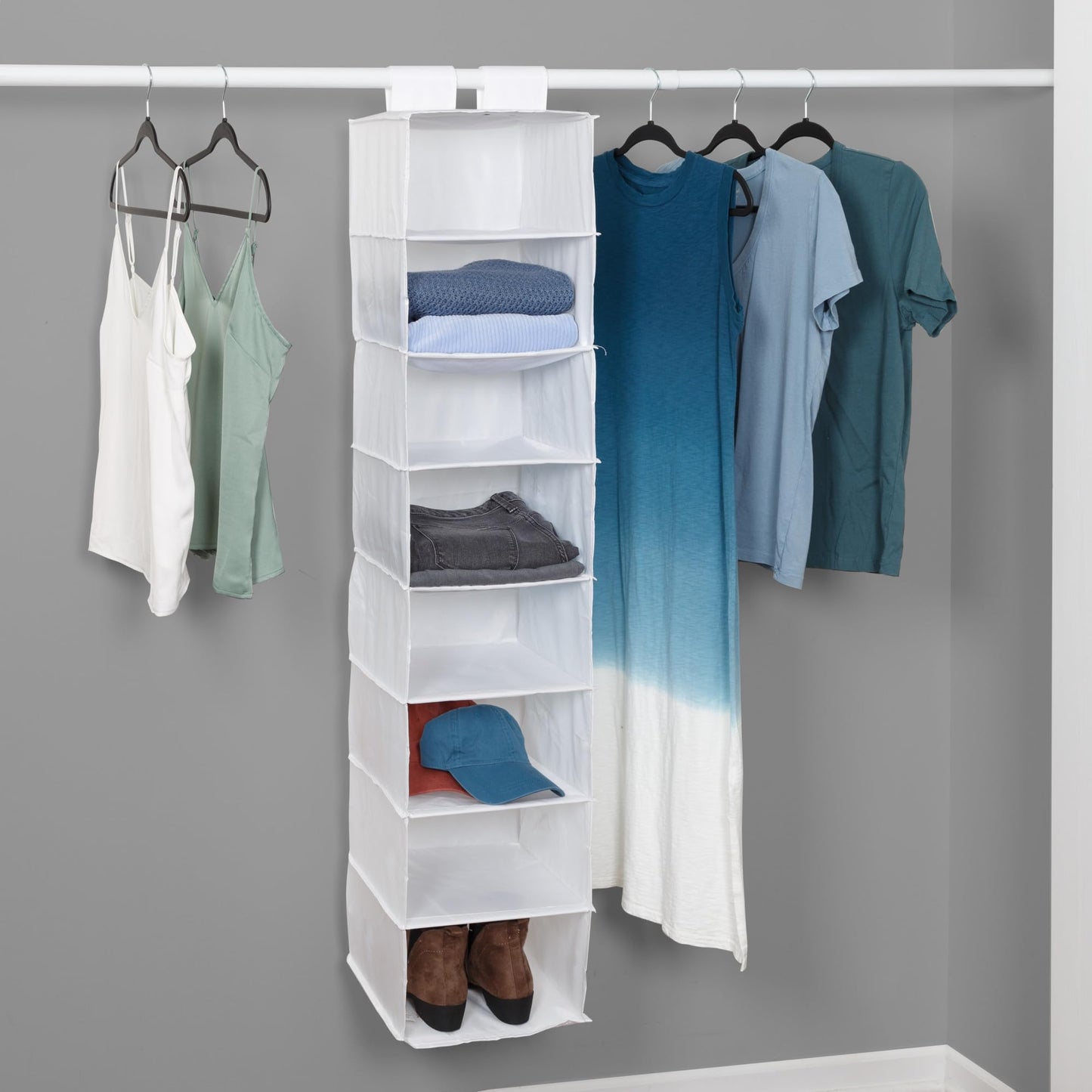 Honey Can Do SFT-01239 Hanging Closet Organizer, White, 8-Shelf