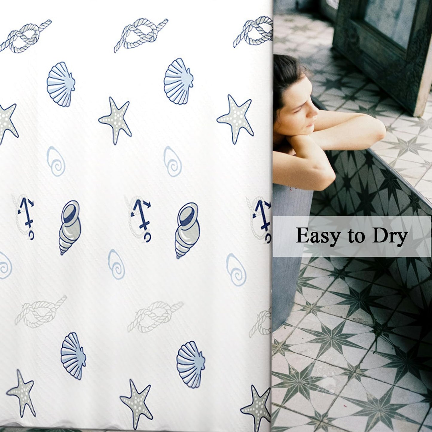 hzkais Shower Curtain, Mould Proof and Mildew Resistant Washable Bathroom Curtains, Shower Curtain for Bathroom, Bath Curtains with Hooks