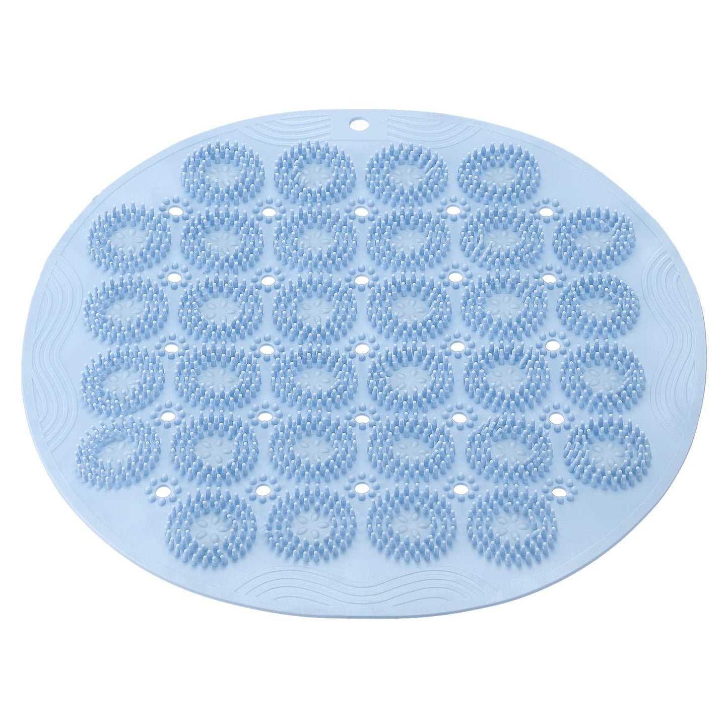 sourcing map Bath Tub Shower Mat, 11.8" x 11.8" PVC Non-Slip Round Shape Shower Mat with Drain Holes, Suction Cups for Bathroom Bathtub, Blue