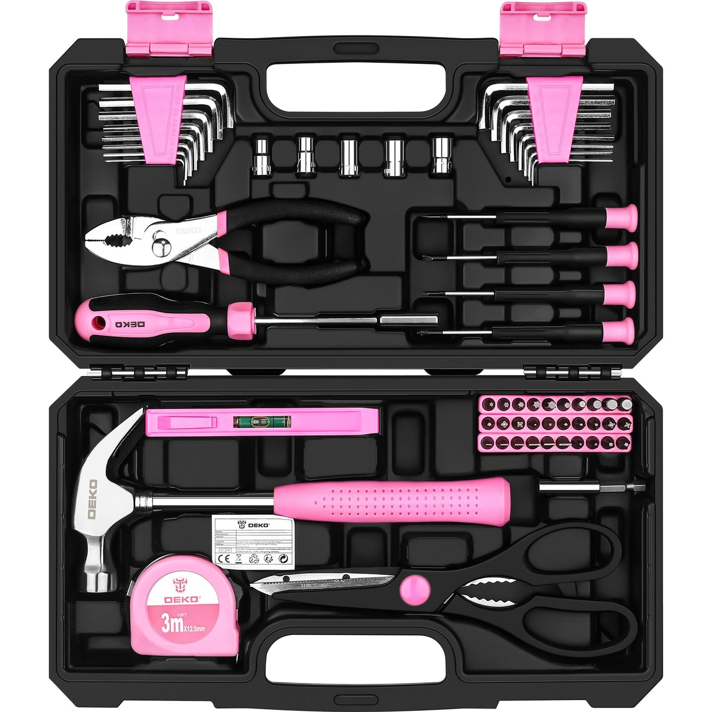 Pink Tool Kit?DEKO Tool Set, Pink Hand Tool Kit DIY for Women 62 Pieces, Ladies Tool Box for Home