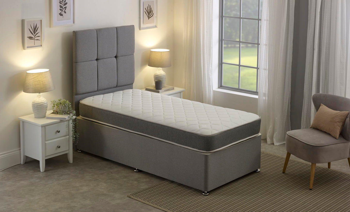 Extreme Comfort Hybrid Grey Essentials Mattress | 2ft6 Small Single (75cm x 190cm) | Memory Foam & Bonnell Spring | Plush Feel | Cooltouch Plus Sleep