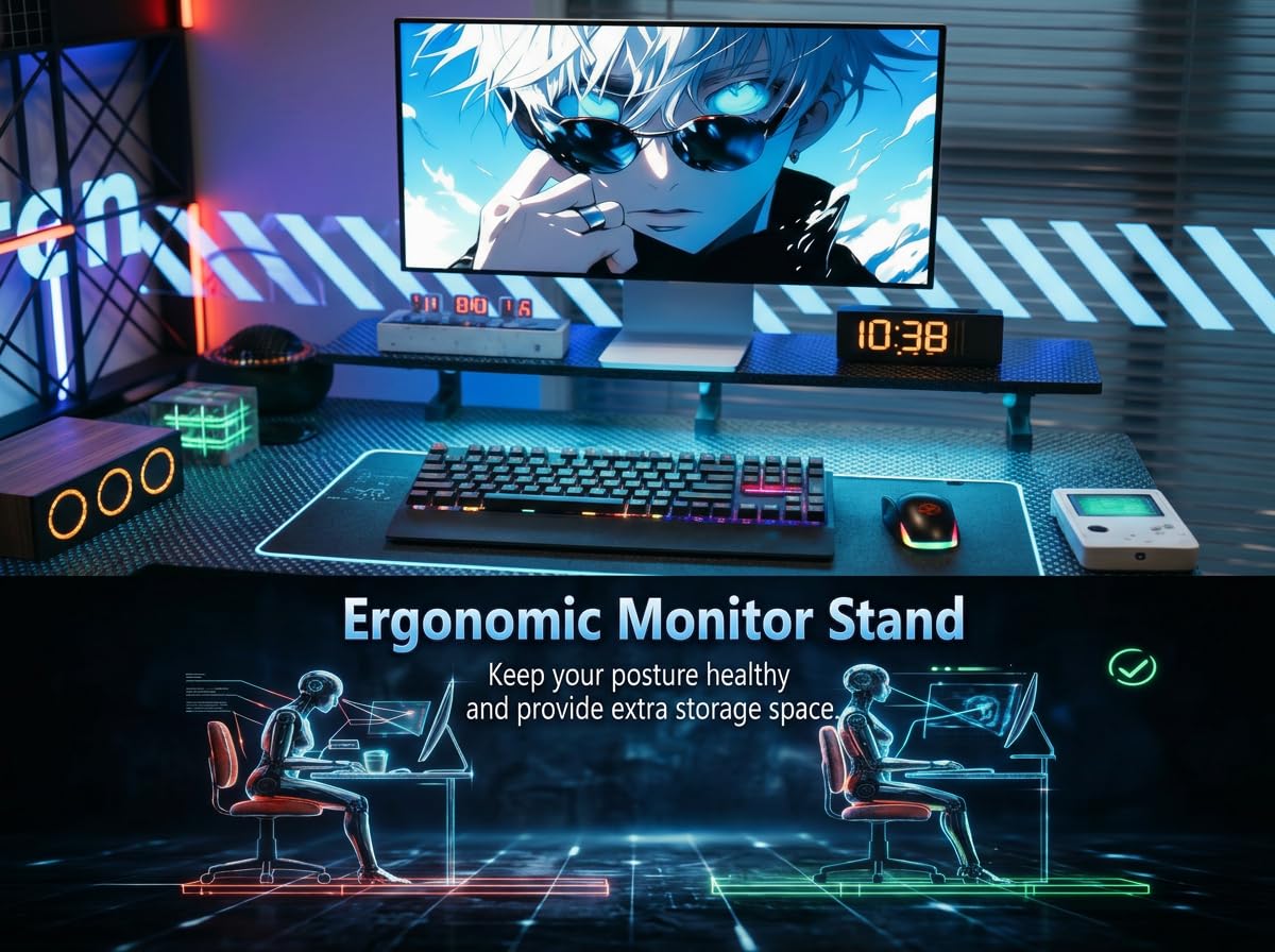 Xyphren L Shaped Gaming Desk with RGB LED Lights & Power Outlets,Corner Computer Desk with Adjustable Shelves