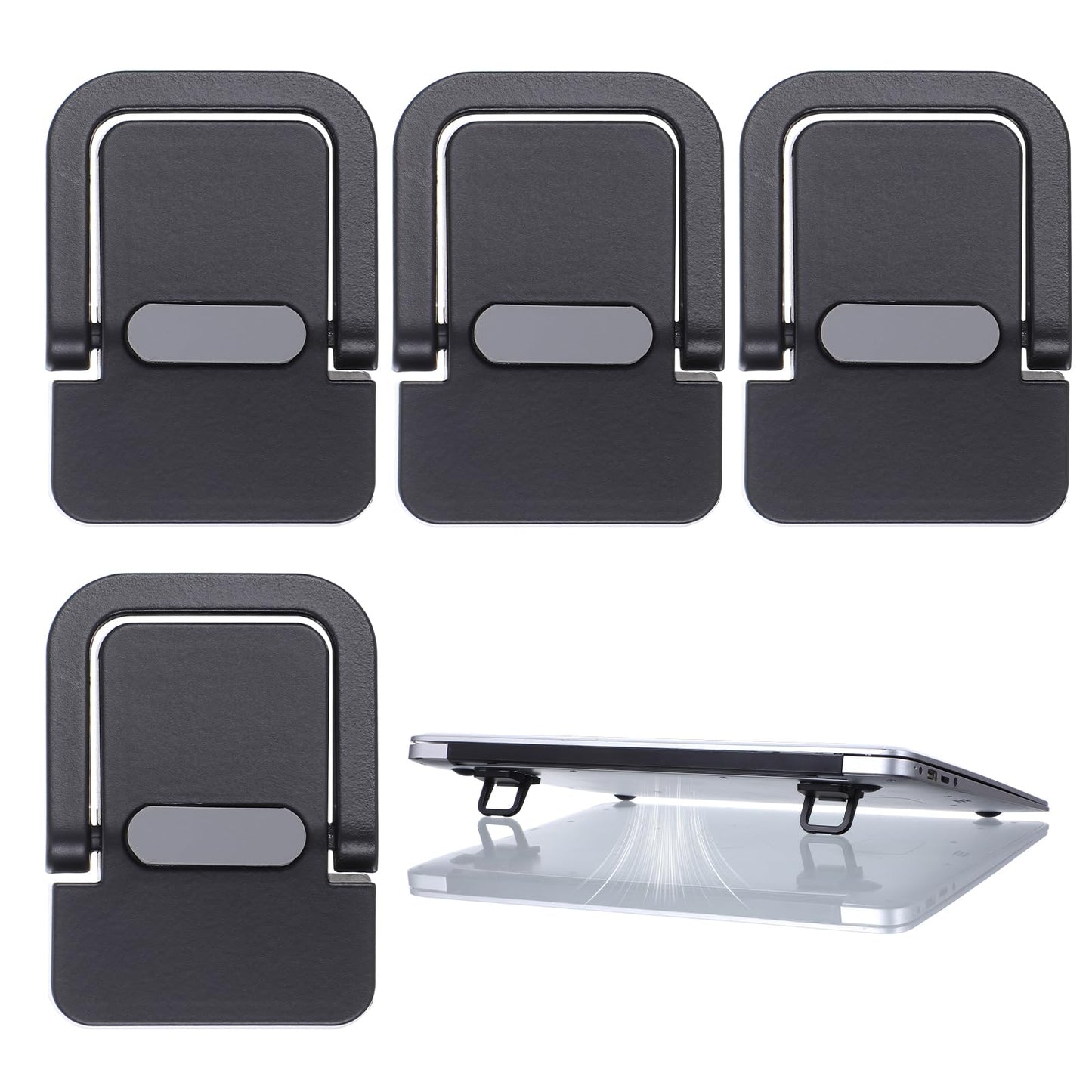 WJIAAA 4PCS Portable Keyboard Riser Self Adhesive Laptop Stand Black Mini Invisible Computer Feet for Desk Computer Keyboard Stand Laptop Holder with