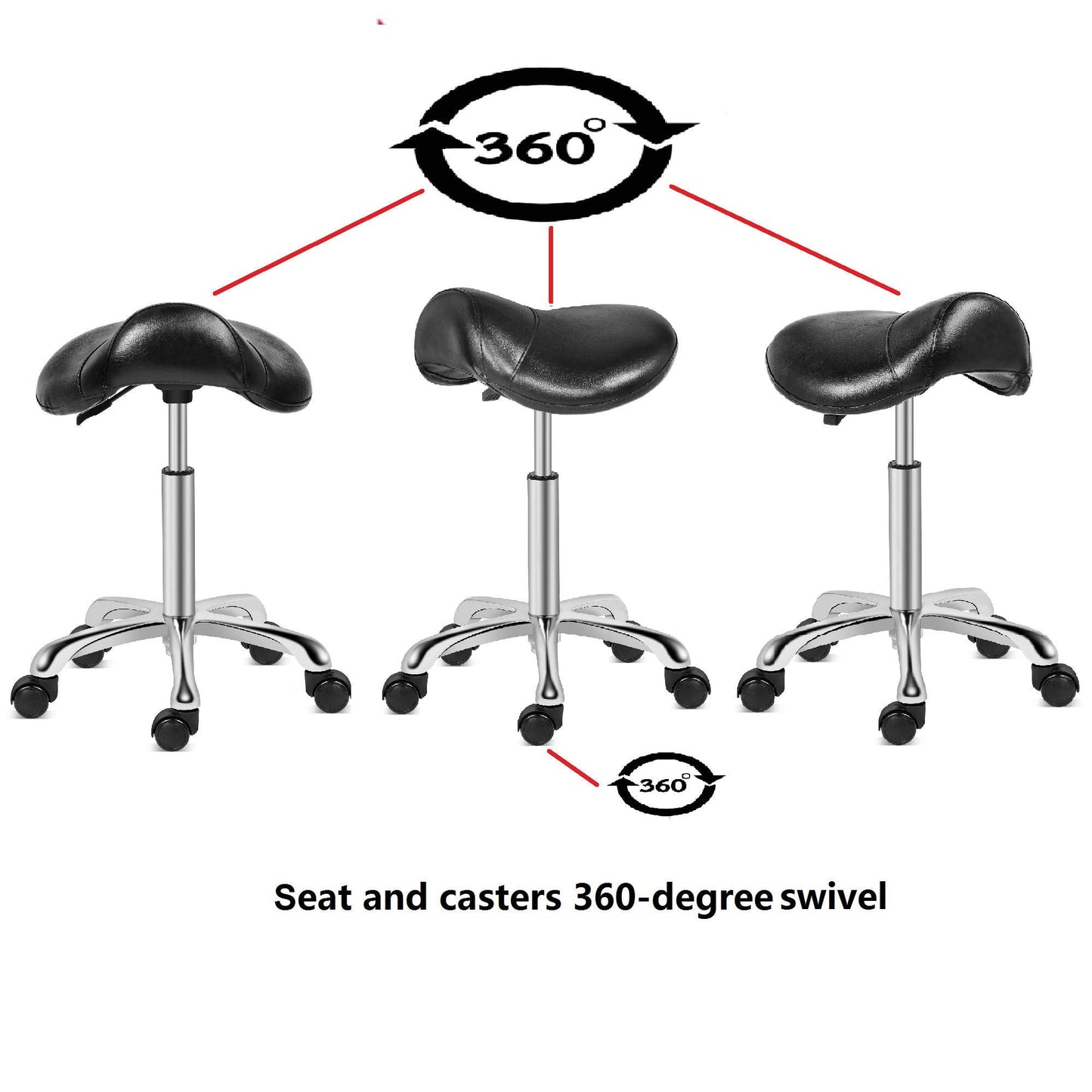 Kaleurrier Saddle Stool Rolling Swivel Height Adjustable with Wheels,Heavy Duty Anti-Fatigue Stools,Ergonomic Stool Chair for Lab Clinic Dentist