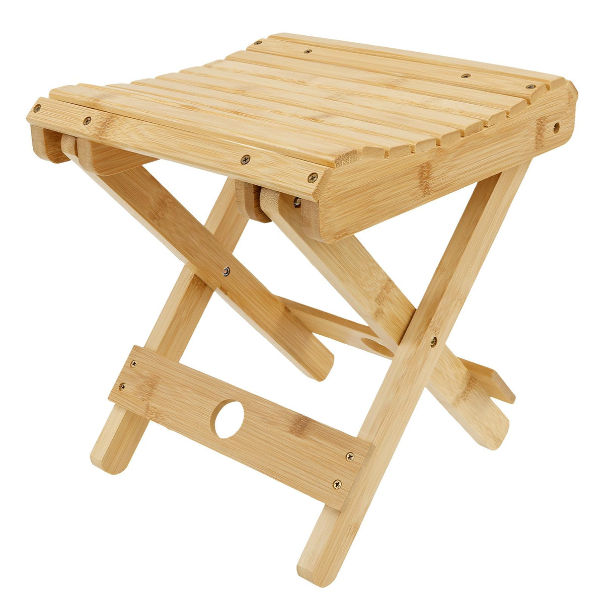 Bamboo Folding Stool,for Portable Sauna Box Arc Shape Design Foldable Sauna Chair Multipurpose Strong Load Bearing Stool for Home Outdoor Camping