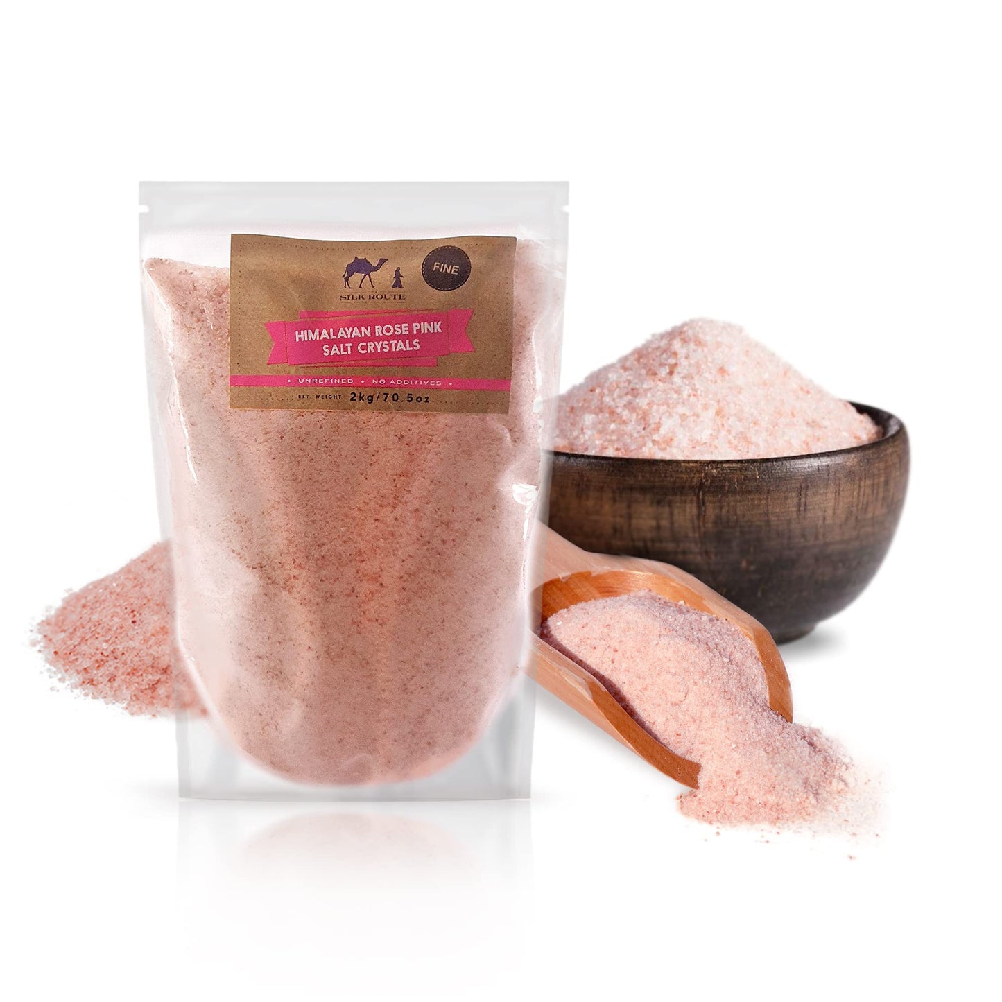 Silk Route Spice Company Himalayan Rose Pink Salt 2Kg (Fine) Resealable Pouch