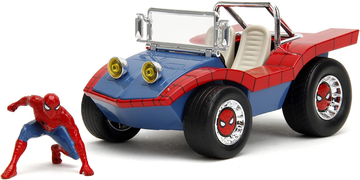 Jada MARVEL 60TH ANNIVERSARY 70S EDITION BUGGY WITH SPIDERMAN. New but open damaged box.