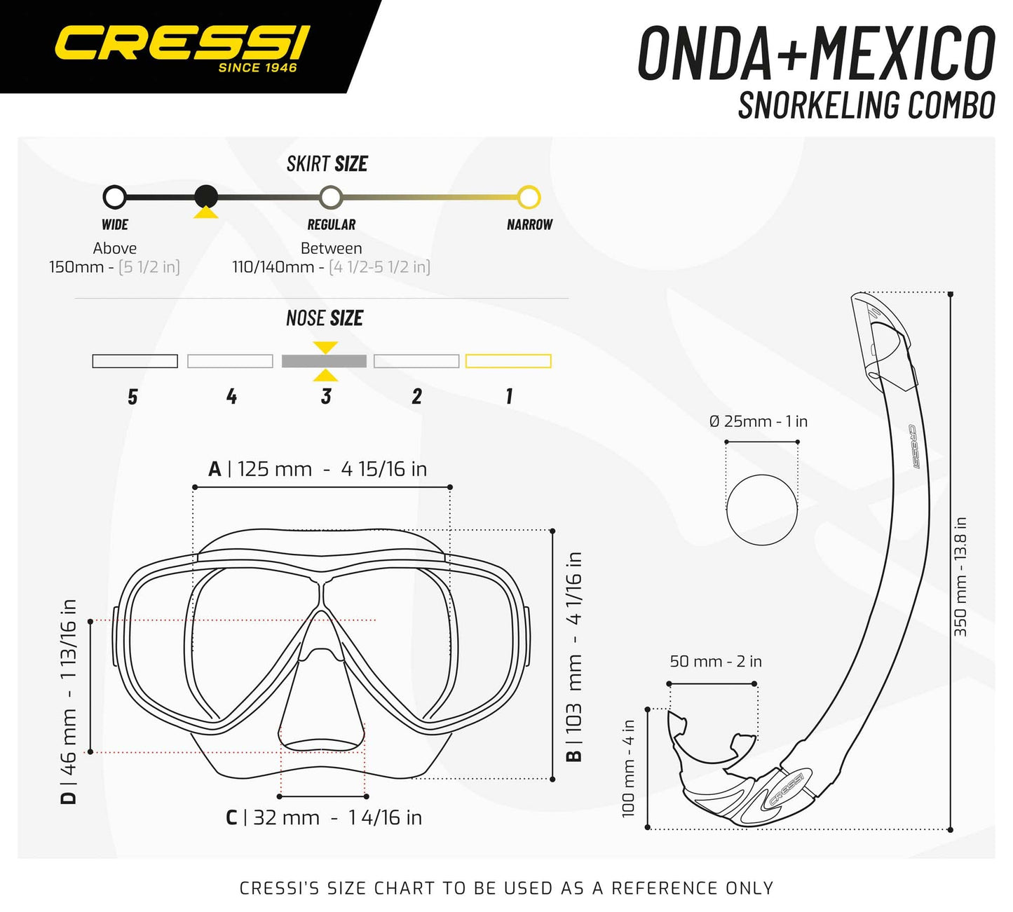 Cressi Onda Mare Italian Made Snorkel Set - Clear/Blue,