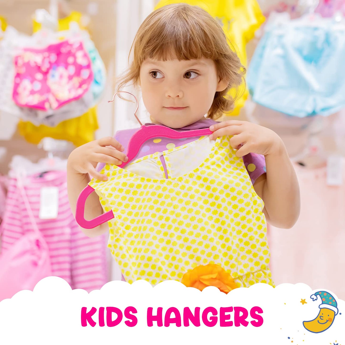 HOUSE DAY Velvet Kids Hangers 60 Pack, Premium Childrens Hangers for Closet, Ultra Thin Cute Clothes Hanger