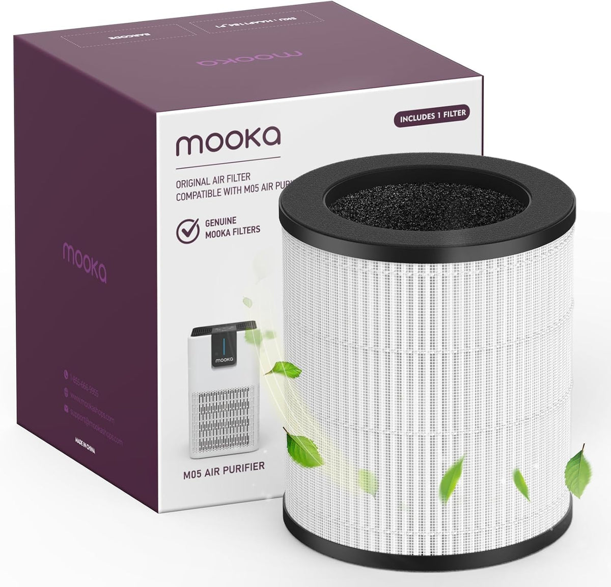 MOOKA M05 and B-D02 Air Purifier Filter, 3-in-1 True HEPA Filter, High-Efficiency Activated Carbon Air Filter for Smoke, Odor, Dander, Pollen