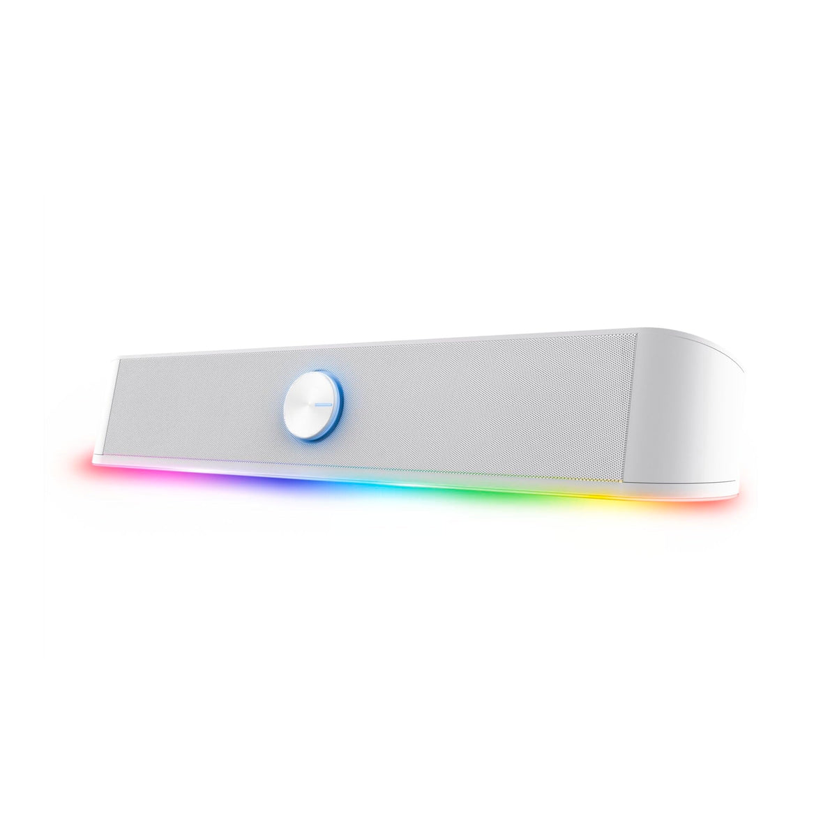 GXTrust 1619W Rhox RGB Illuminated Soundbar, PC Speakers 12W Peak Power, USB Powered Sound Bar, 3.5mm Jack Plug and Play, Stereo PC Soundbar for