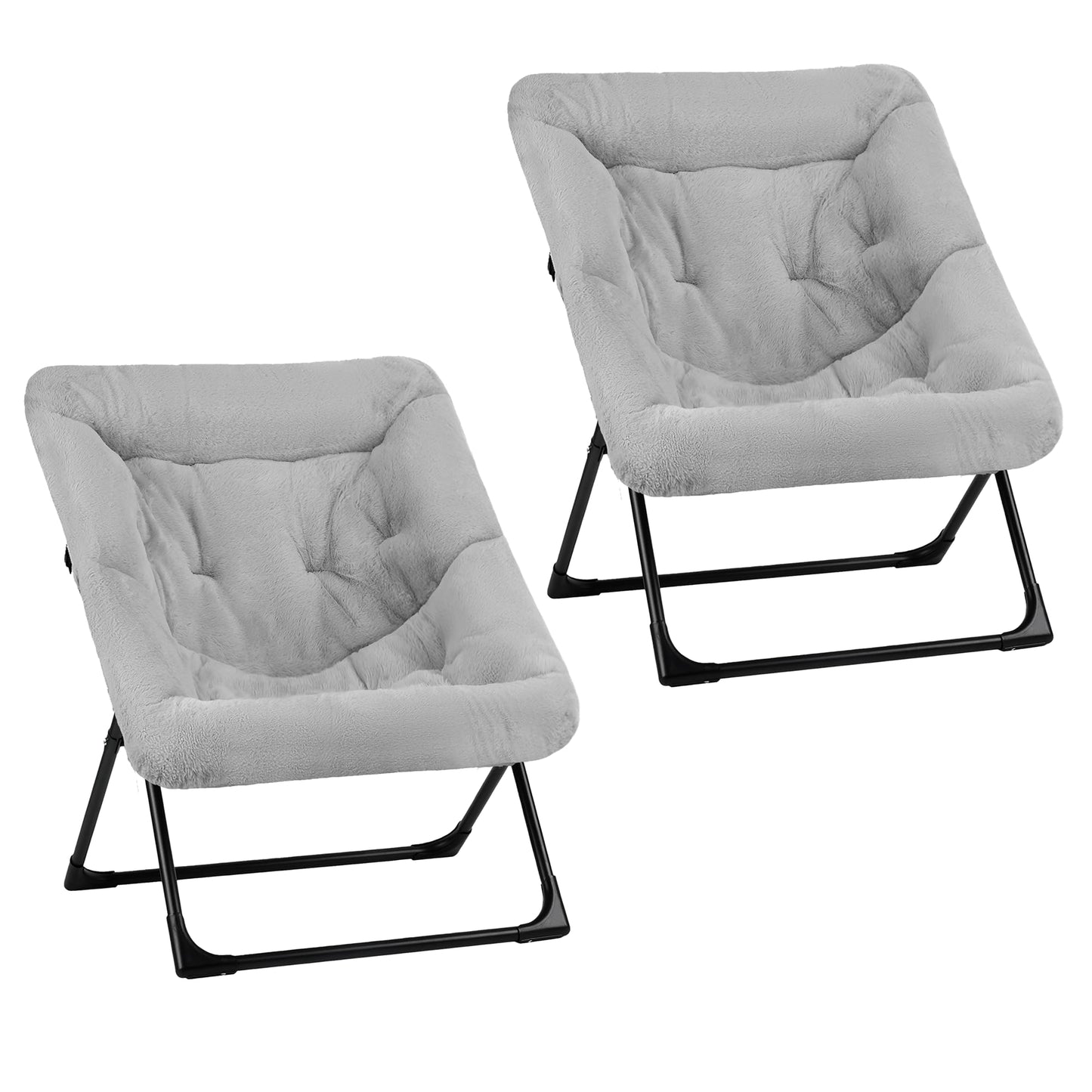 Mordchil EU Comfy Saucer Chair for Adults, Set of 2, Soft Faux Fur Bedroom Chair, Accent Dorm Chairs, Flexible Living Room Reading Chairs