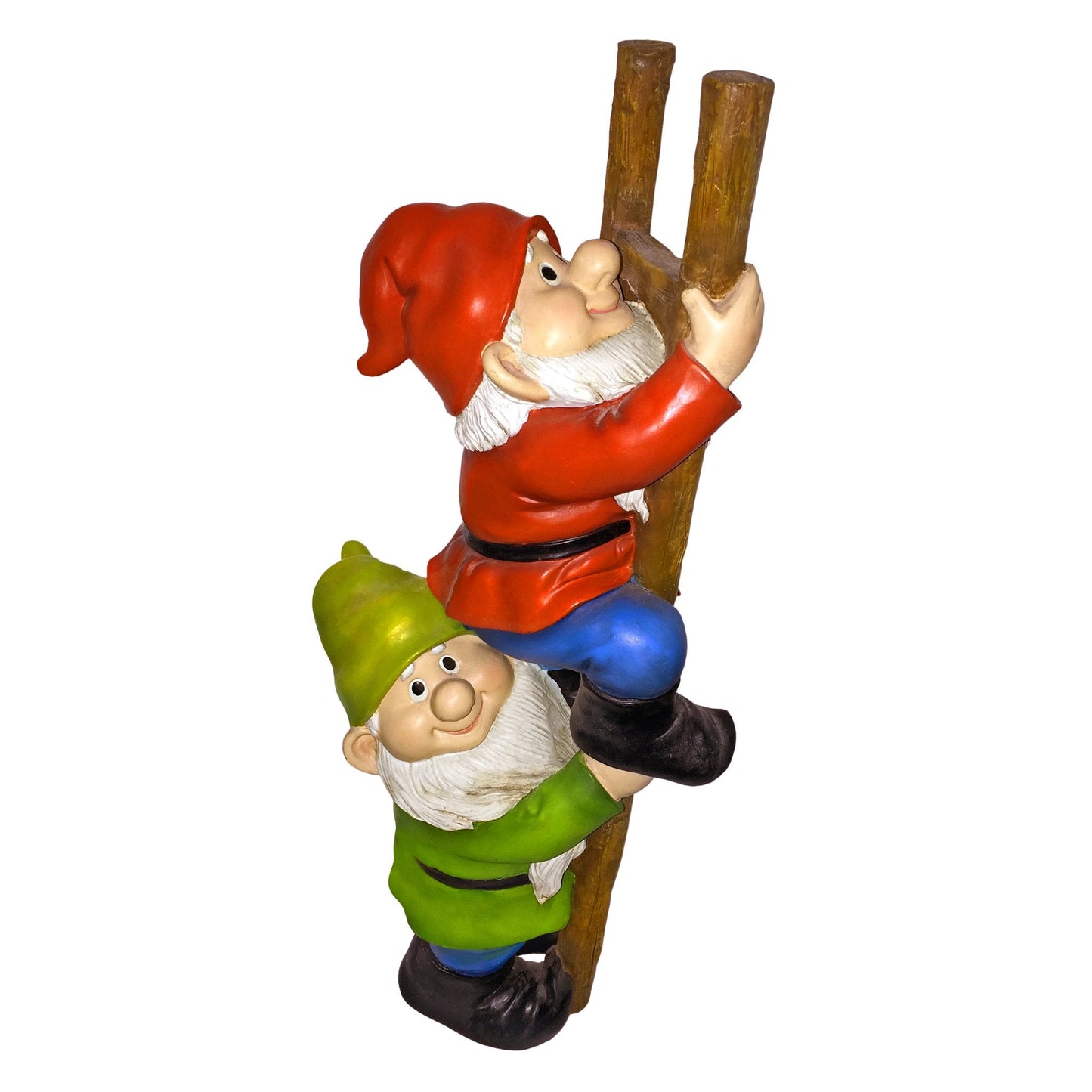 Design Toscano QM2360100 Up the Ladder Climbing Gnomes Funny Gnome Garden Statue, 28 cm, Polyresin, Full Color