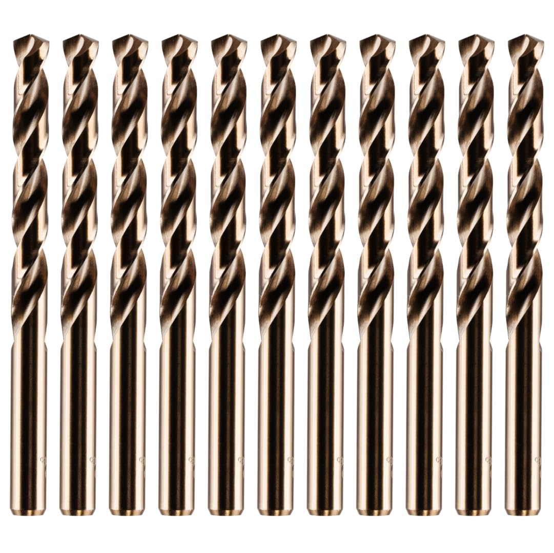 Rennie Tools - Box of 10 x 6mm HSS Gold Cobalt Jobber Drill Bit Set For Stainless Steel, Hard Metals, Aluminium, Cast Iron, Copper. Twist Drill Bit